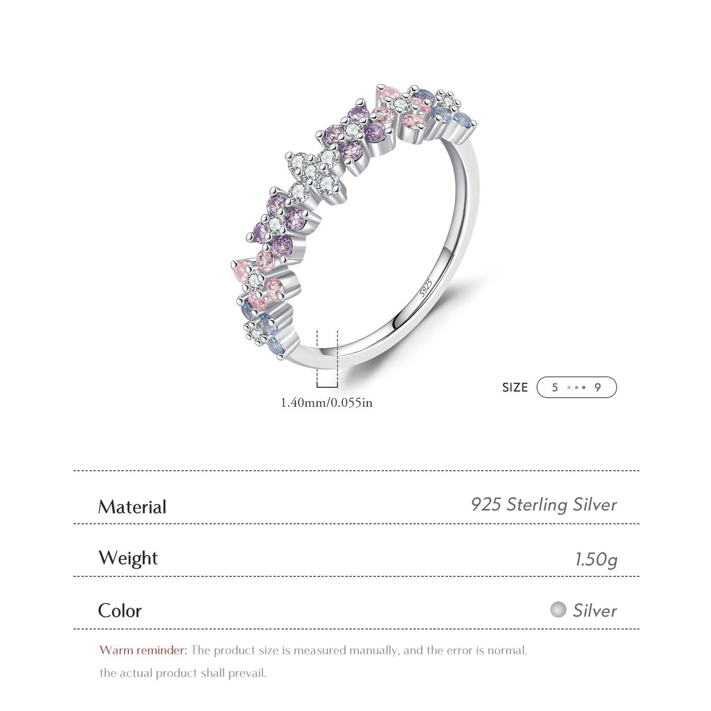 Lucky Four-Leaf Clover Eternity Ring – 925 Sterling Silver CZ Band