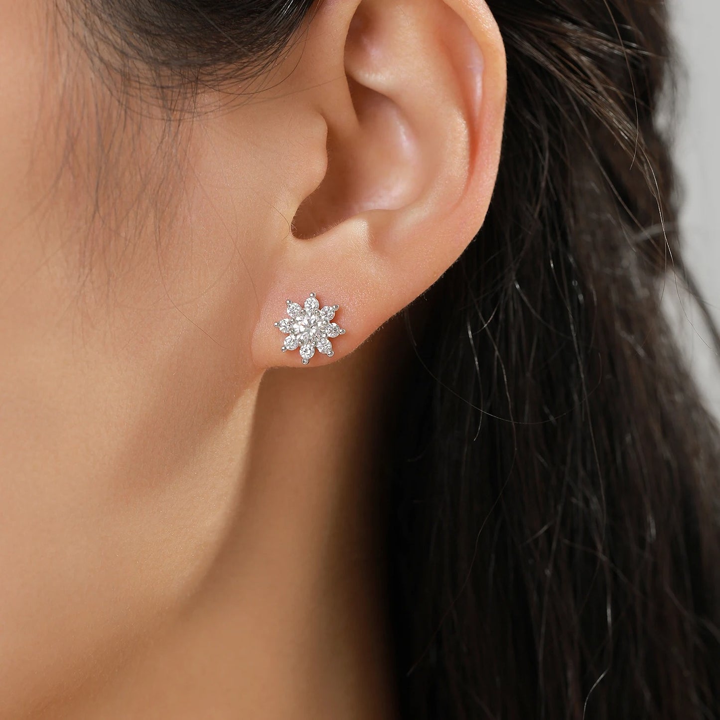 0.40CT Flower Moissanite Stud Earrings – D Colour VVS1 | 925 Sterling Silver Fine Jewellery