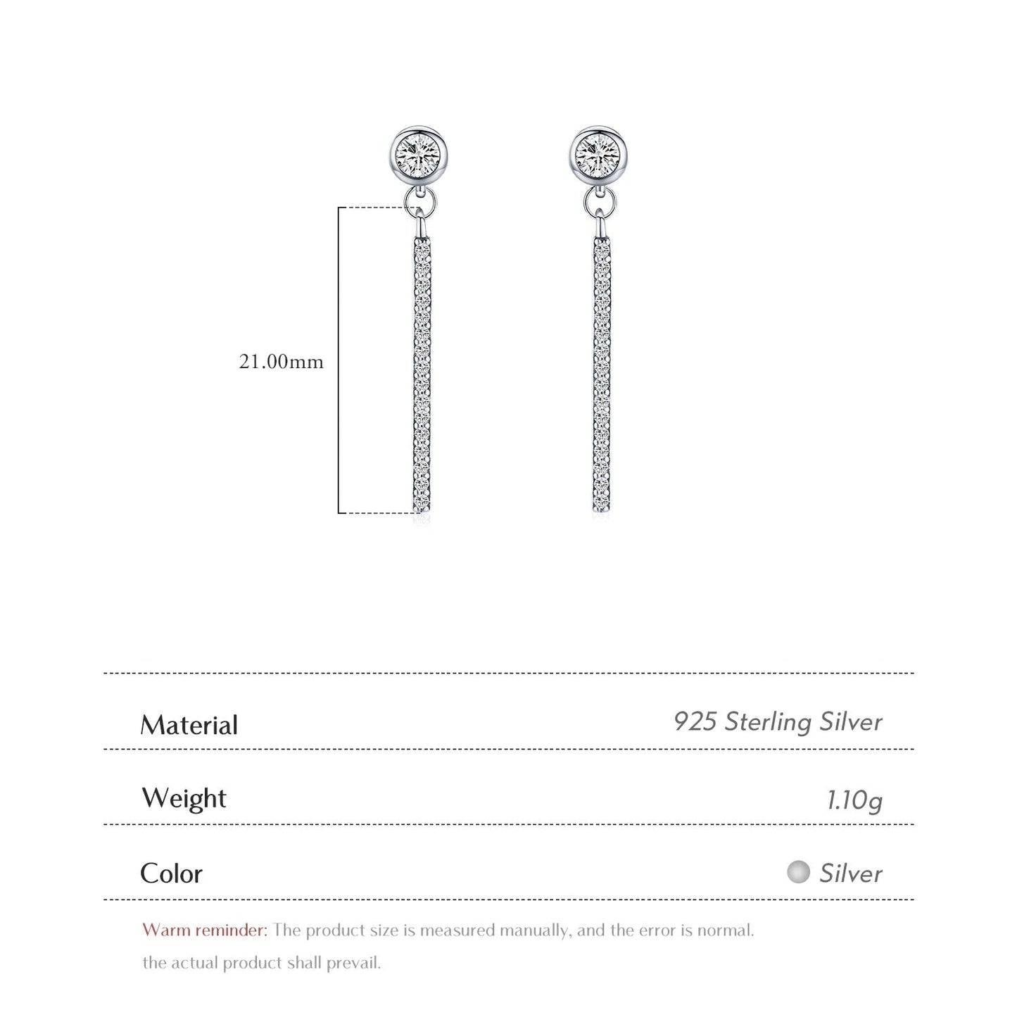 925 Sterling Silver CZ Swing Drop Earrings – Sparkling Classic Dangle Earrings for Women