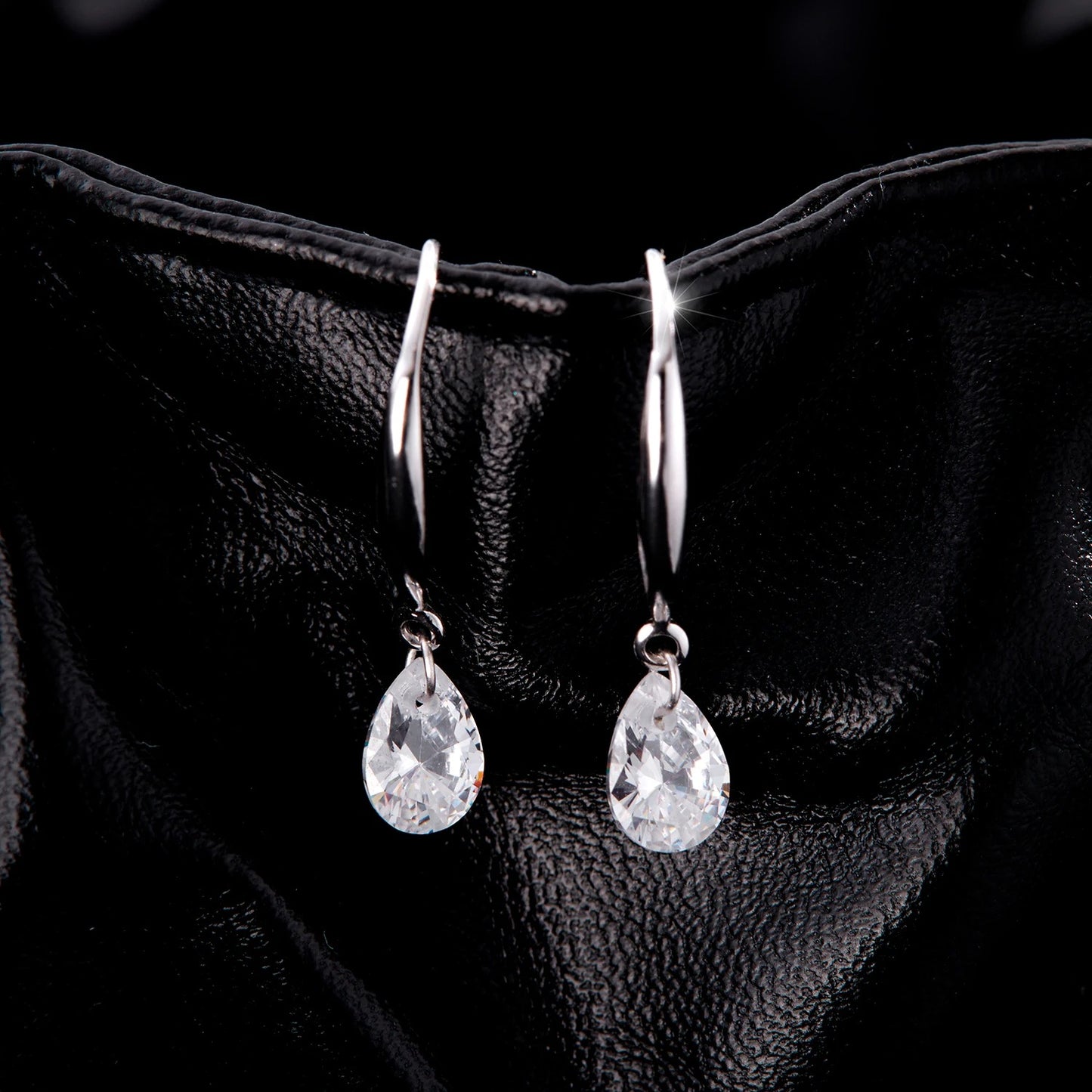 925 Sterling Silver CZ Water Drop Hook Earrings – Sparkling Sway Dangle Earrings for Women