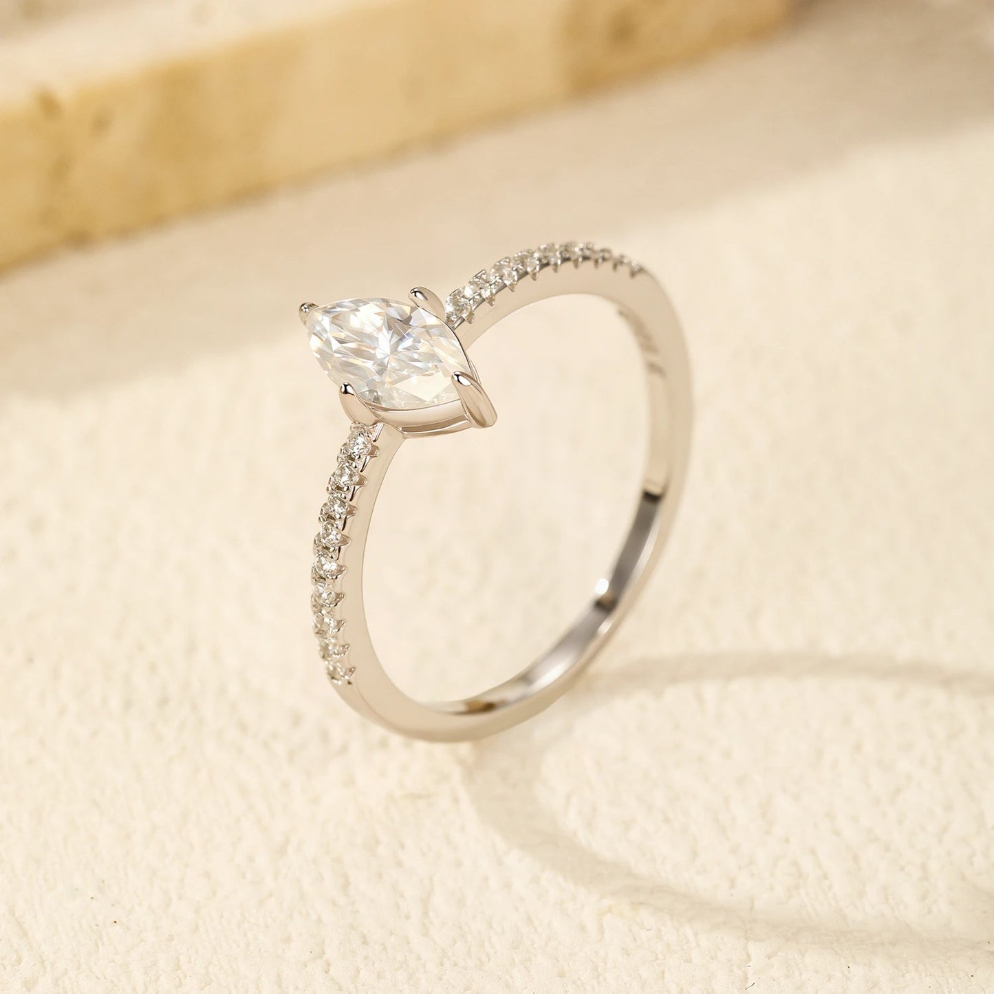 Rhombus Moissanite Ring – 0.5Ct D Colour VVS1 | 925 Sterling Silver