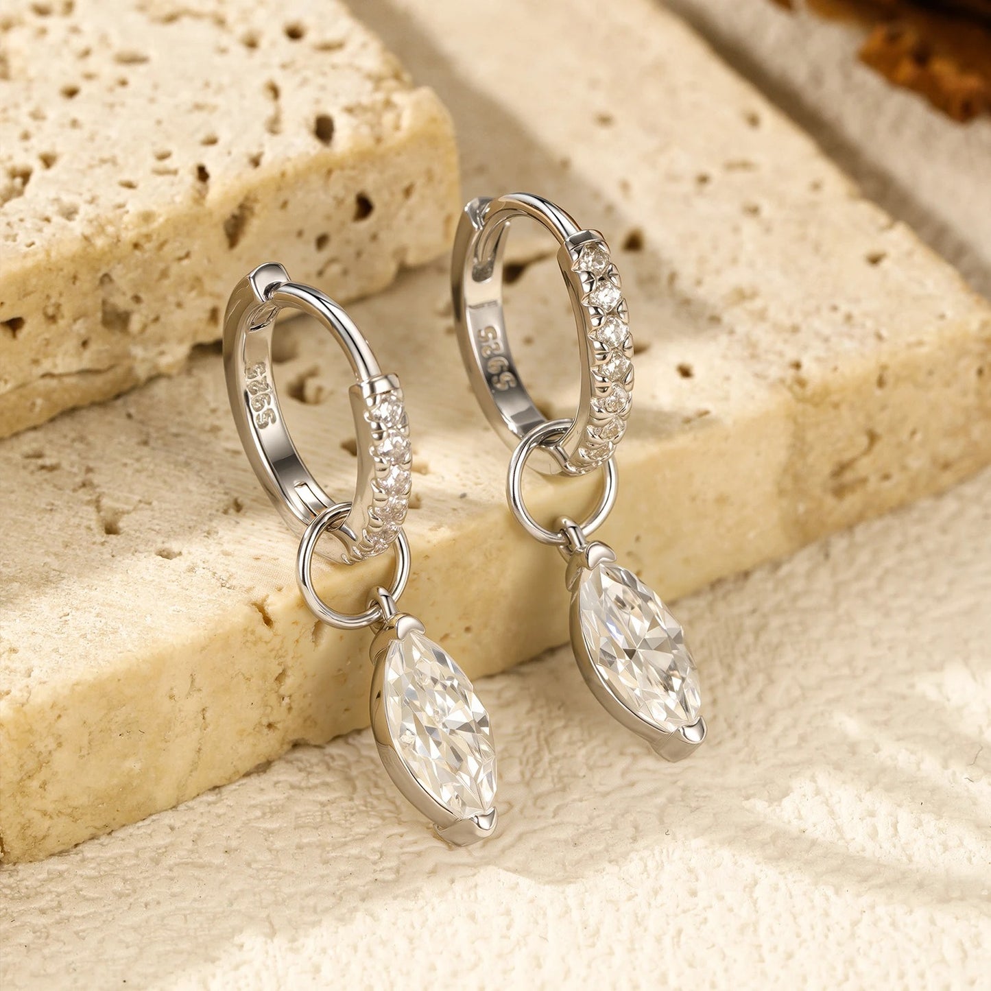 Rhombic Moissanite Hoop Earrings – 0.5CT D Colour VVS1 | 925 Sterling Silver