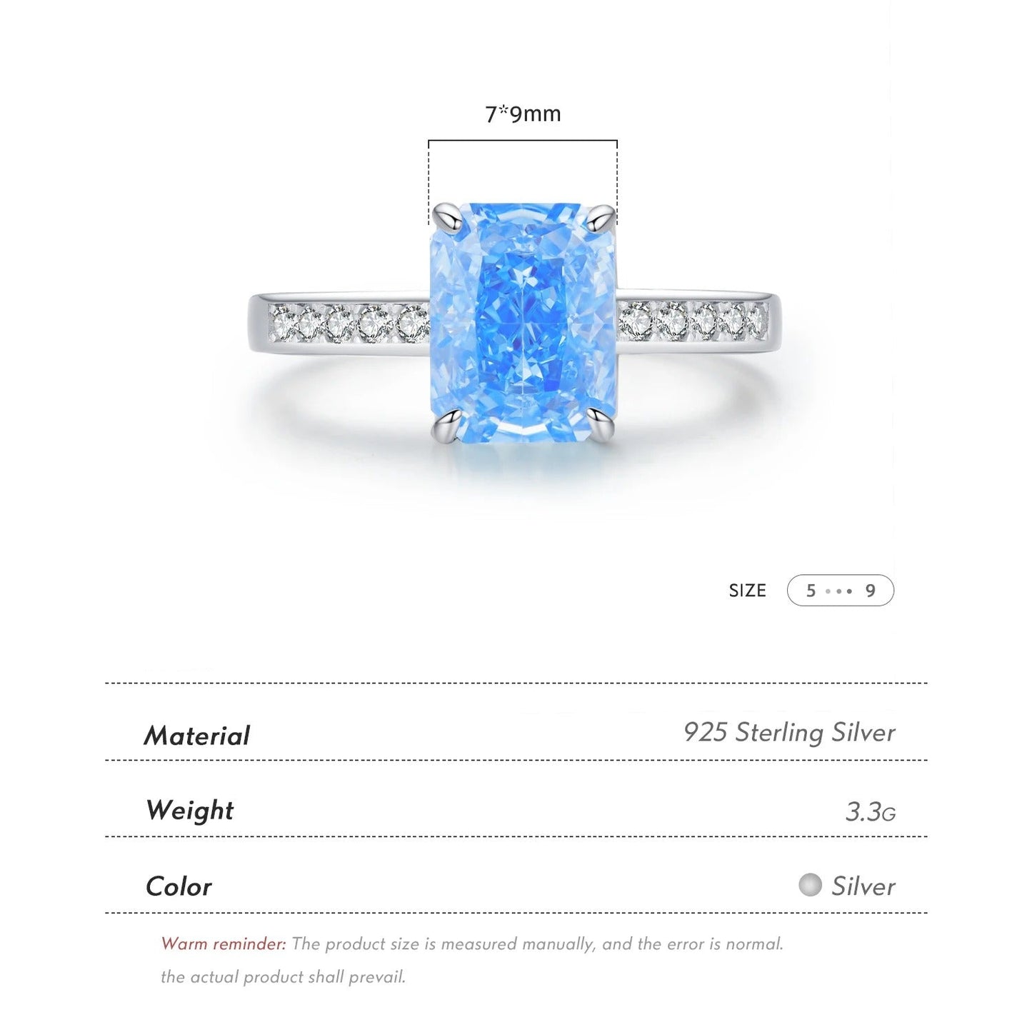 Crushed Ice Rectangle CZ Ring – 925 Sterling Silver Luxury Wedding Band