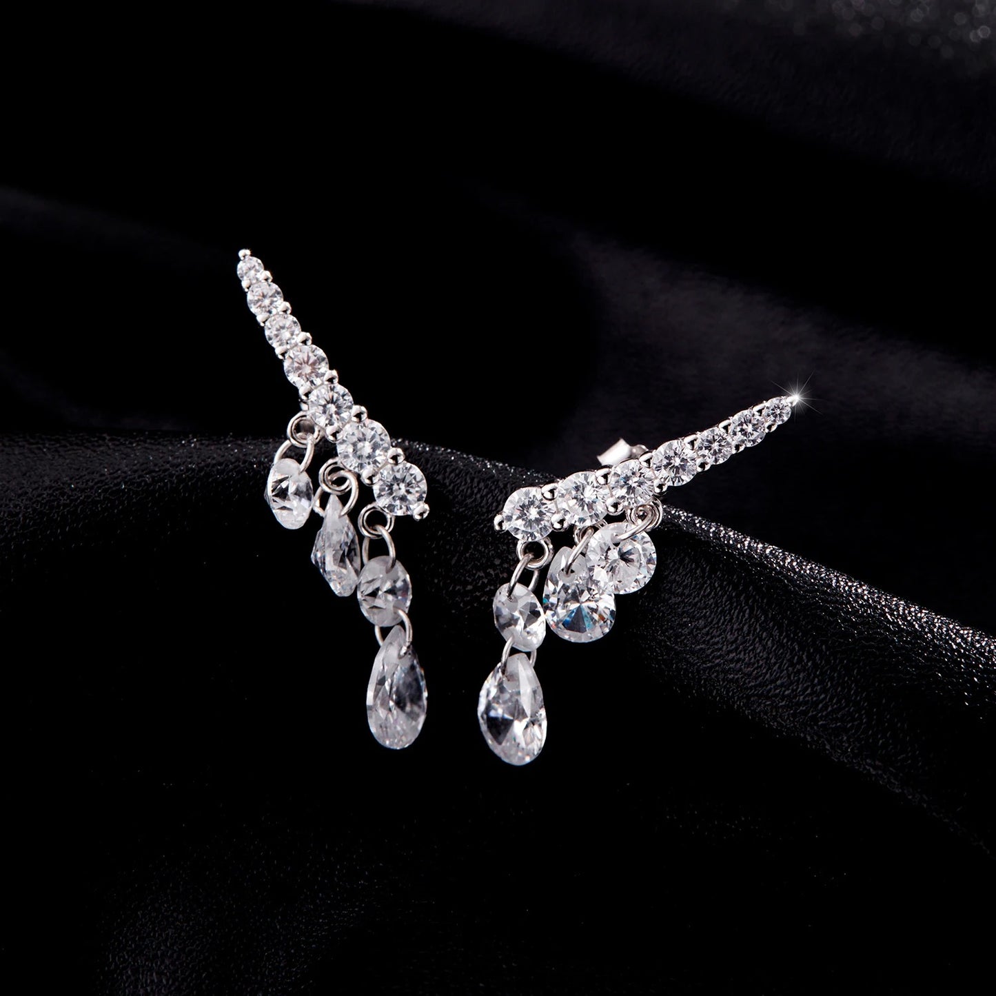 Water Drop CZ Stud Earrings – 925 Sterling Silver