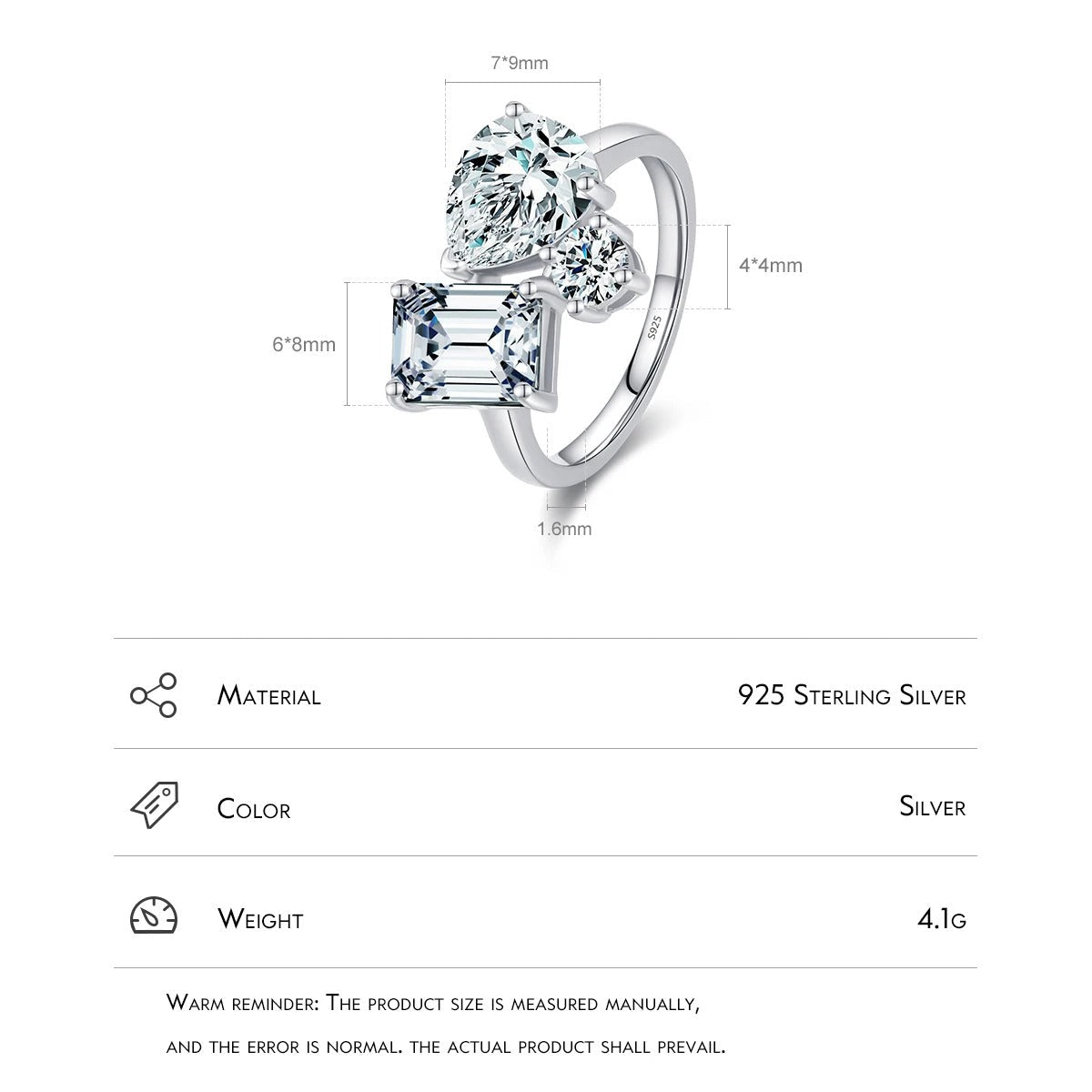 Emerald Cut CZ Ring – 925 Sterling Silver Luxury Wedding Band