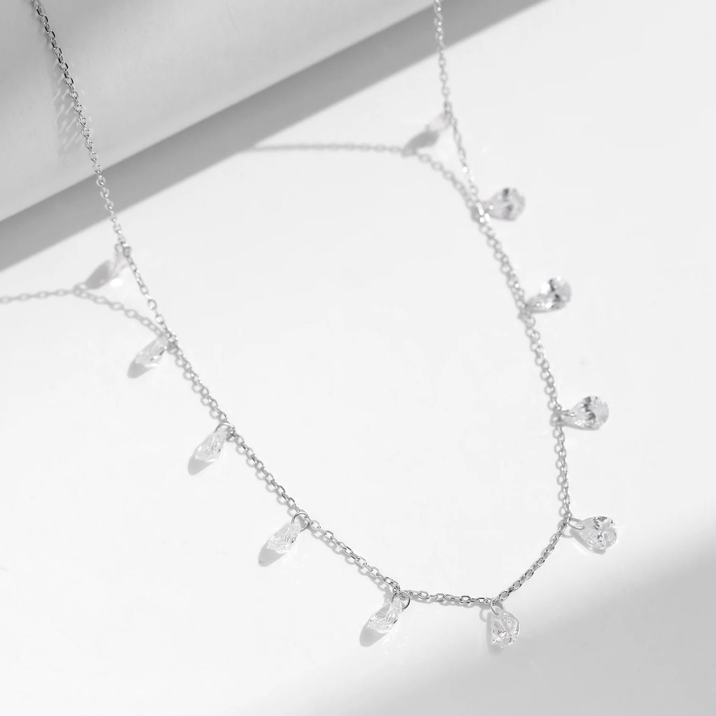 Sparkling Zircon Clavicle Necklace – 925 Sterling Silver