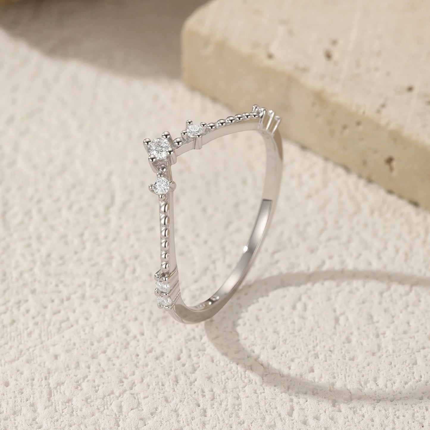 Arrow Moissanite Stackable Ring – D Colour VVS1 | 925 Sterling Silver