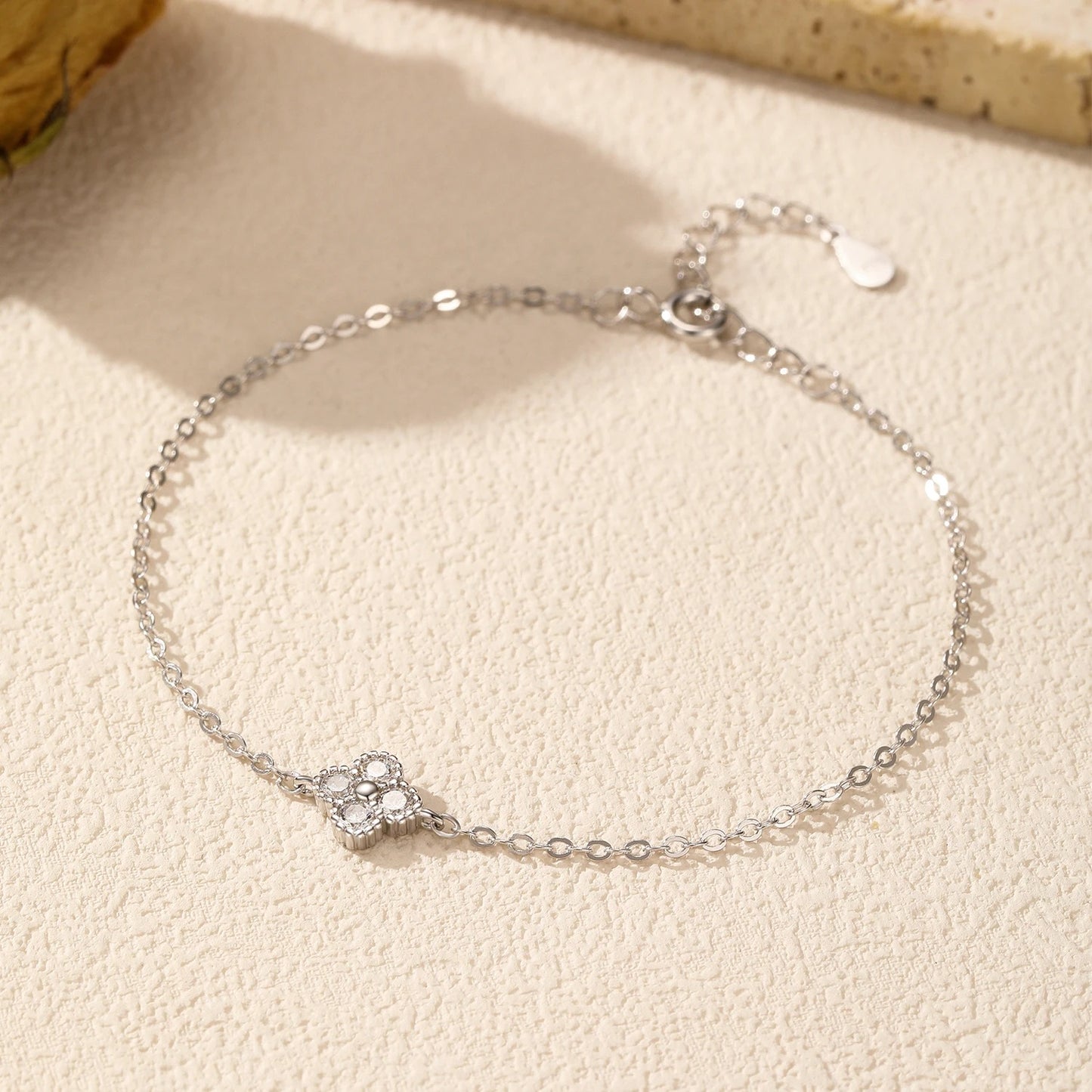 Four Leaf Clover CZ Bracelet – 925 Sterling Silver