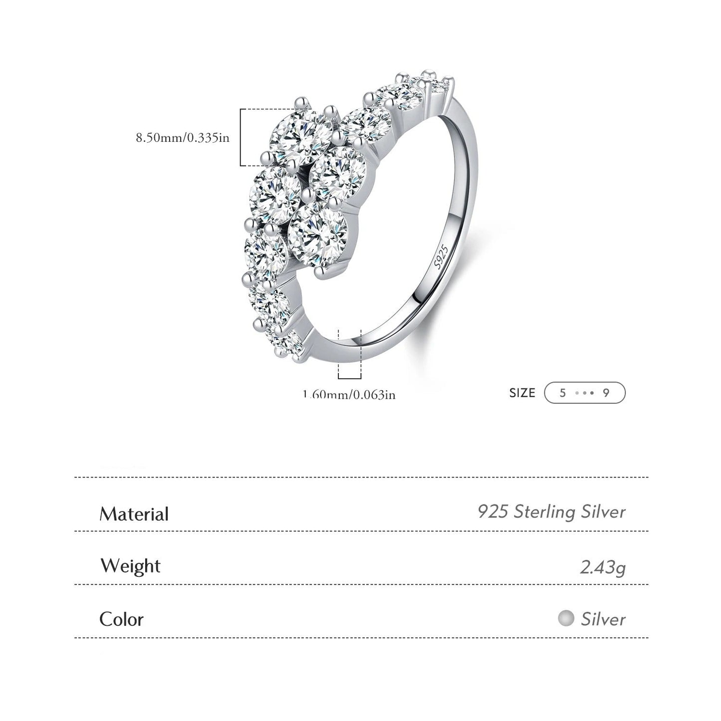 Round CZ Eternity Ring – 925 Sterling Silver Wedding Band