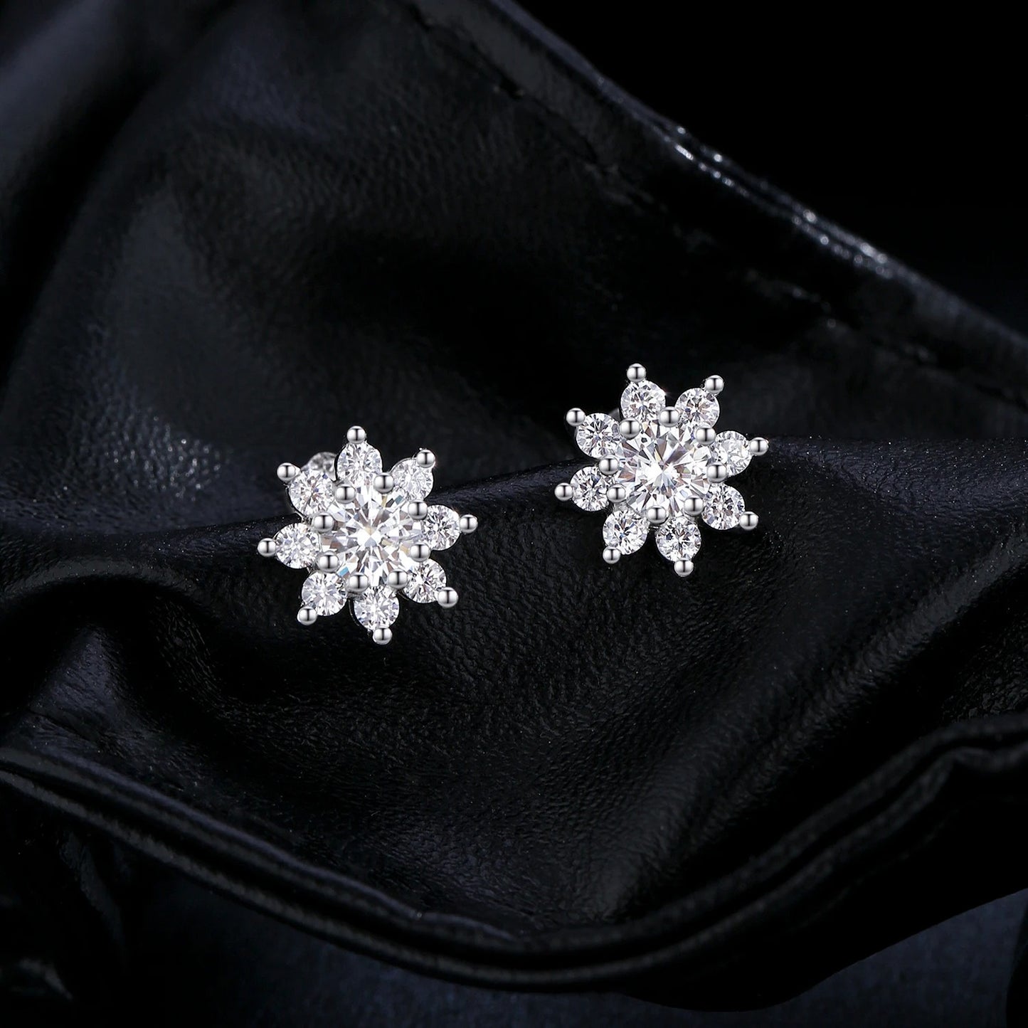 0.40CT Flower Moissanite Stud Earrings – D Colour VVS1 | 925 Sterling Silver Fine Jewellery