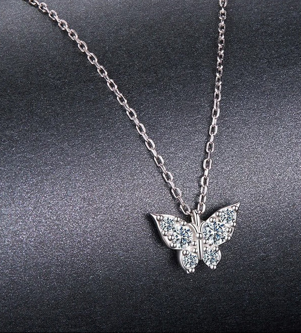 Moissanite Butterfly Necklace – D Colour VVS1 | 925 Sterling Silver Luxury Pendant Necklace