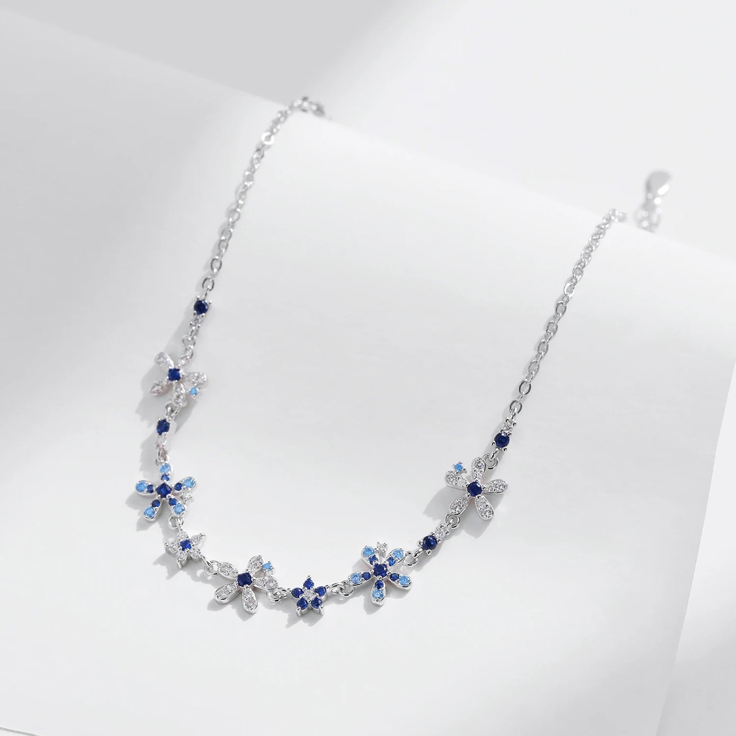 Floral CZ Bracelet – 925 Sterling Silver Chain Bracelet