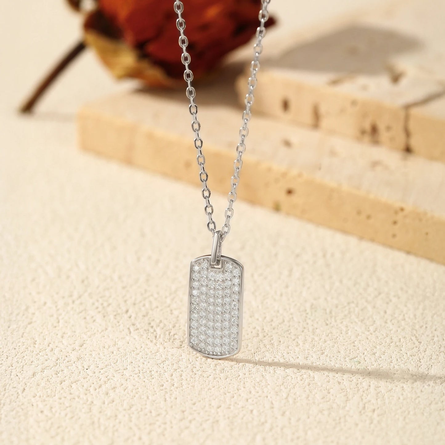 D Colour VVS1 Moissanite Rectangle Pendant Necklace – 925 Sterling Silver Trendy Fine Jewellery