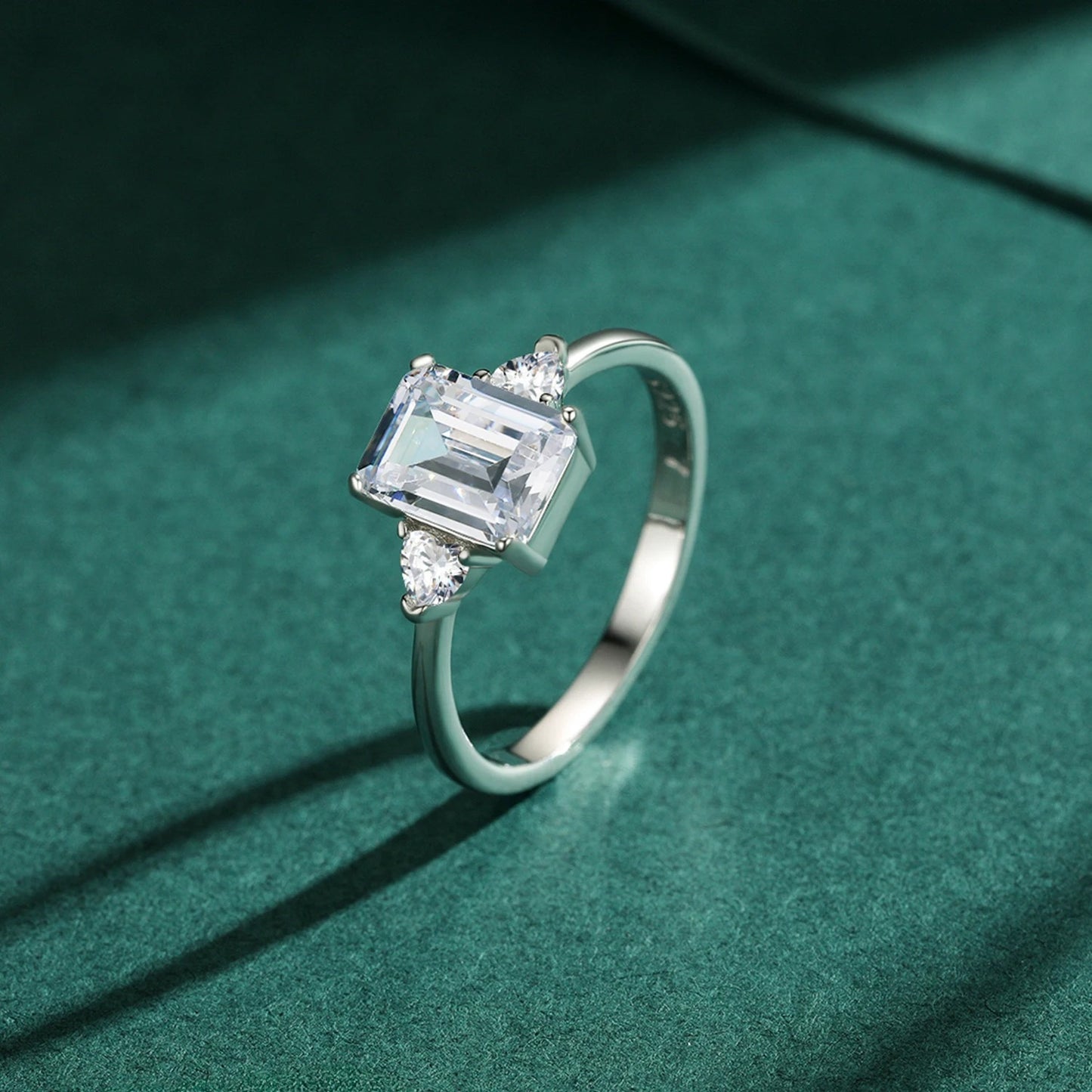 2CT Emerald Cut CZ Ring – 925 Sterling Silver Luxury Statement Ring