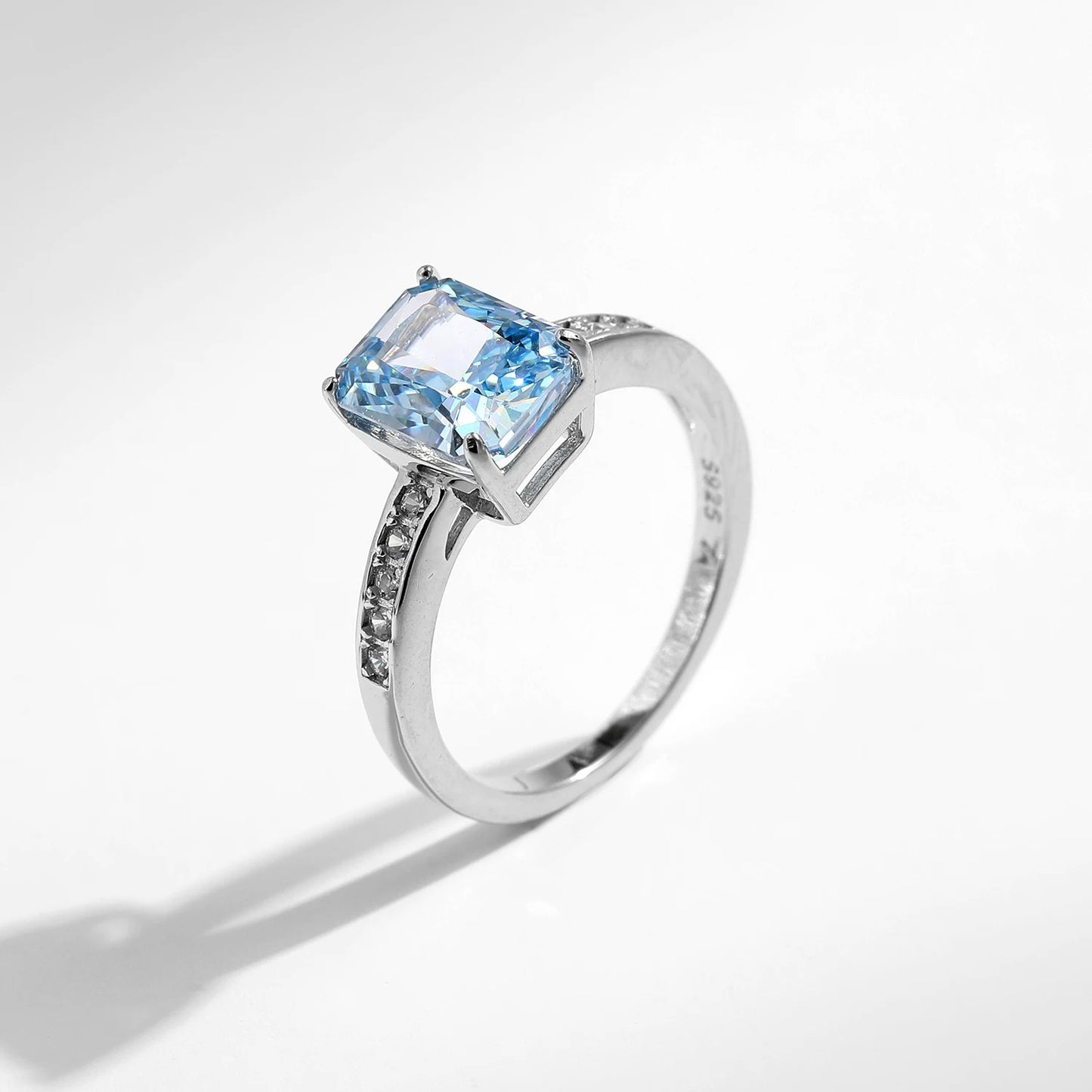 Crushed Ice Rectangle CZ Ring – 925 Sterling Silver Luxury Wedding Band