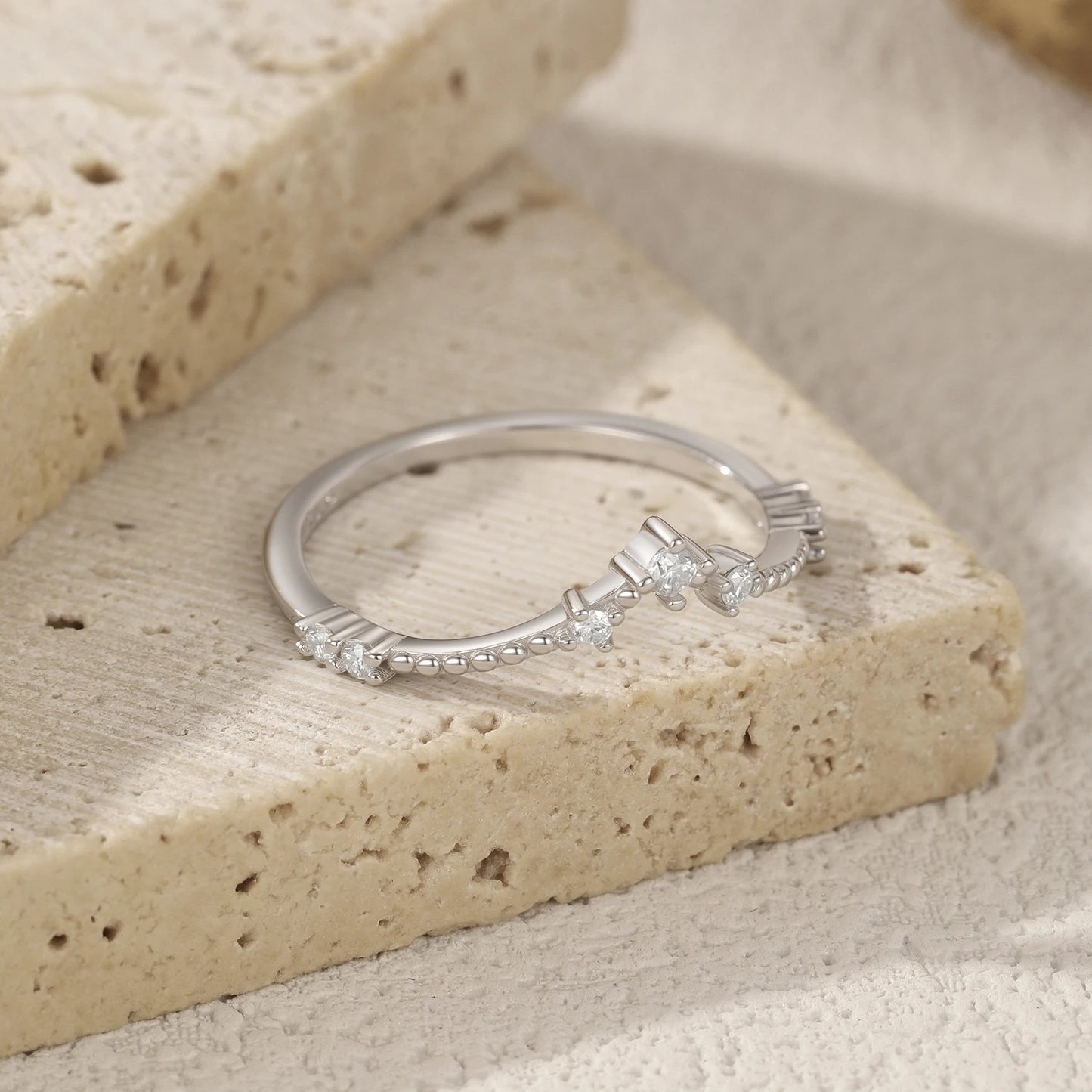 Arrow Moissanite Stackable Ring – D Colour VVS1 | 925 Sterling Silver