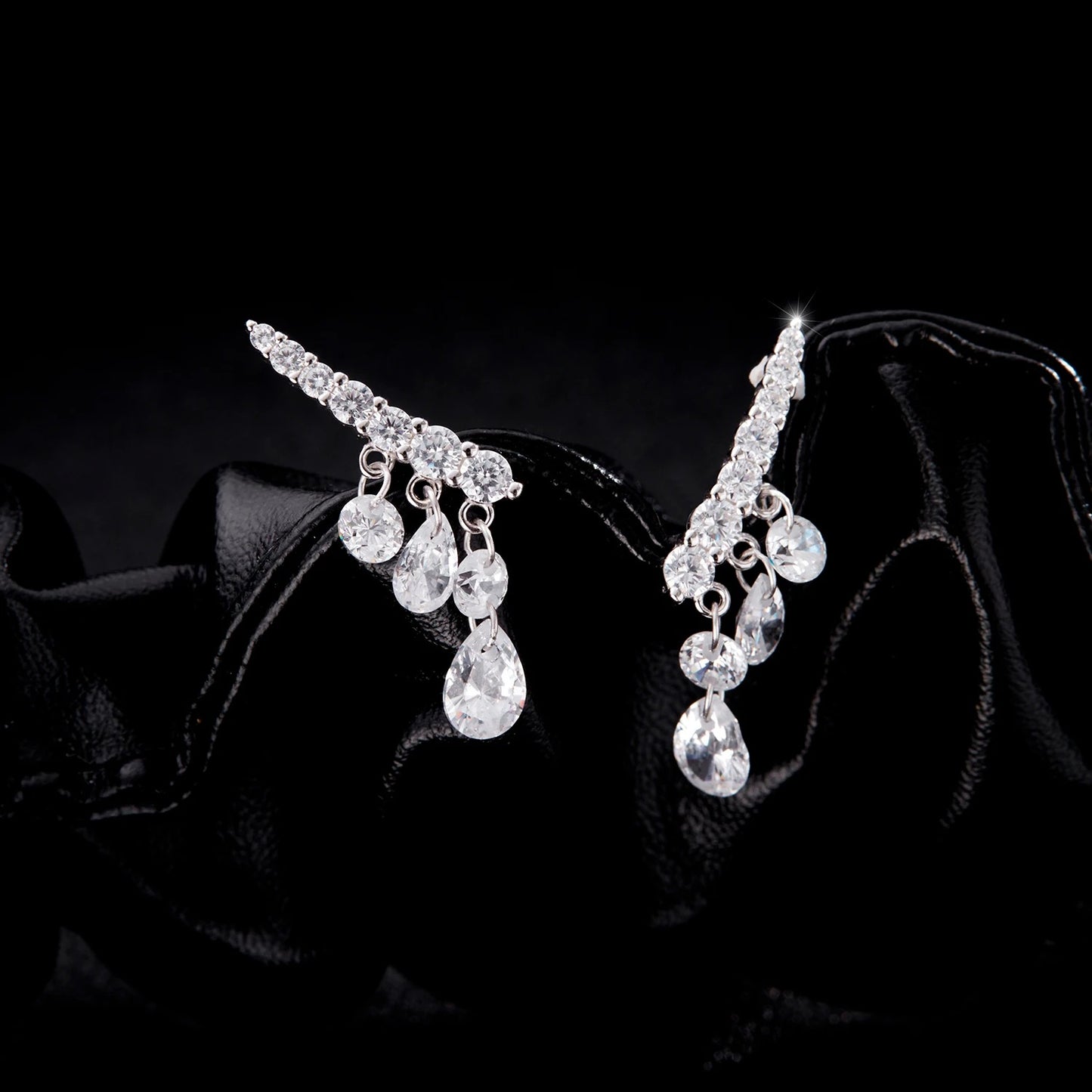 Water Drop CZ Stud Earrings – 925 Sterling Silver