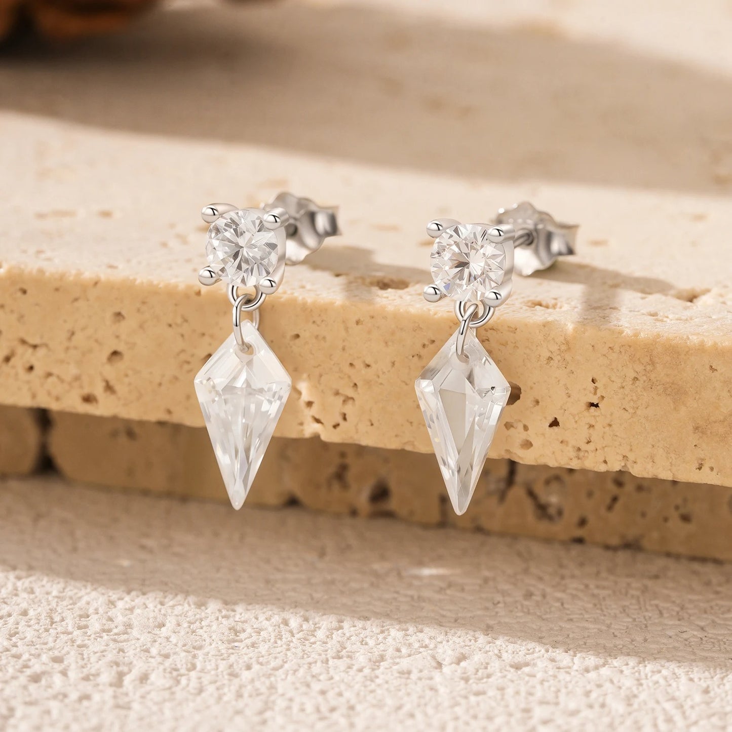 Kite Zirconia Stud Earrings – 925 Sterling Silver