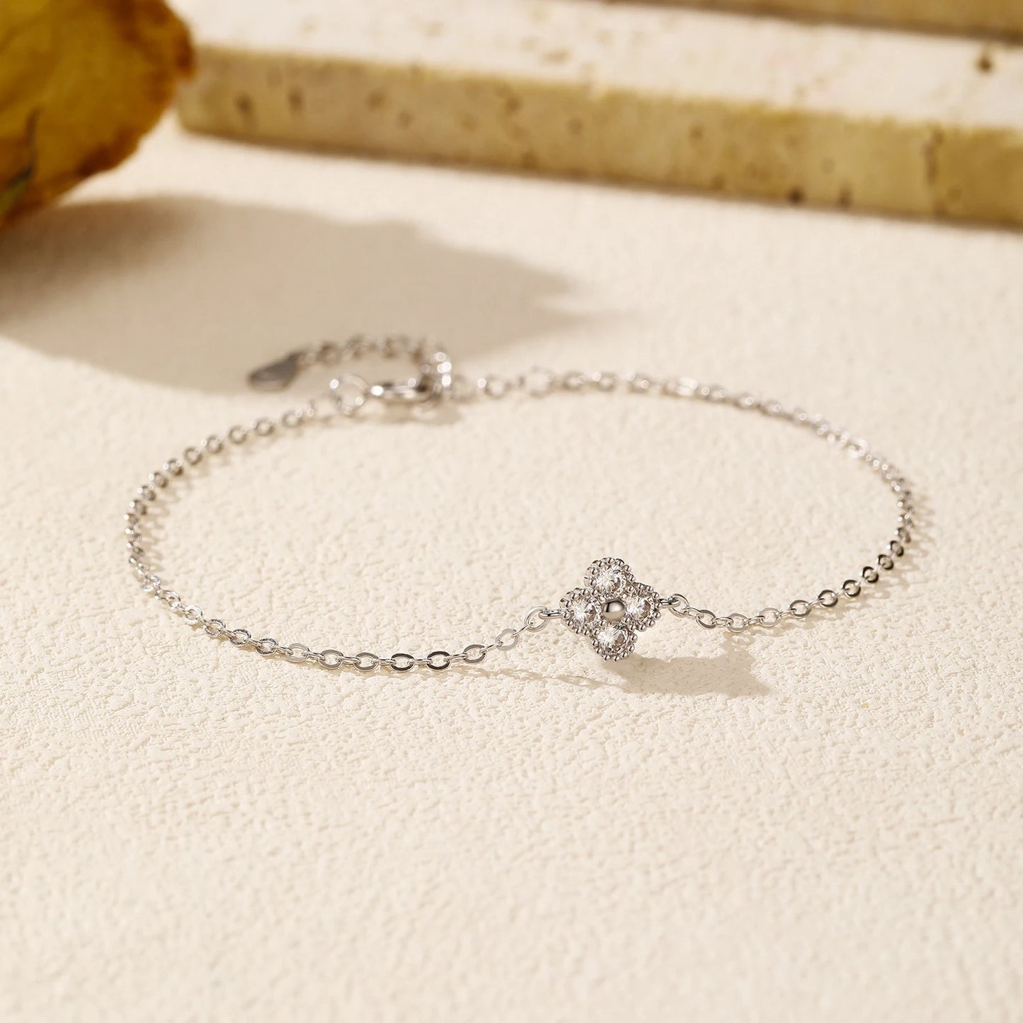 Four Leaf Clover CZ Bracelet – 925 Sterling Silver