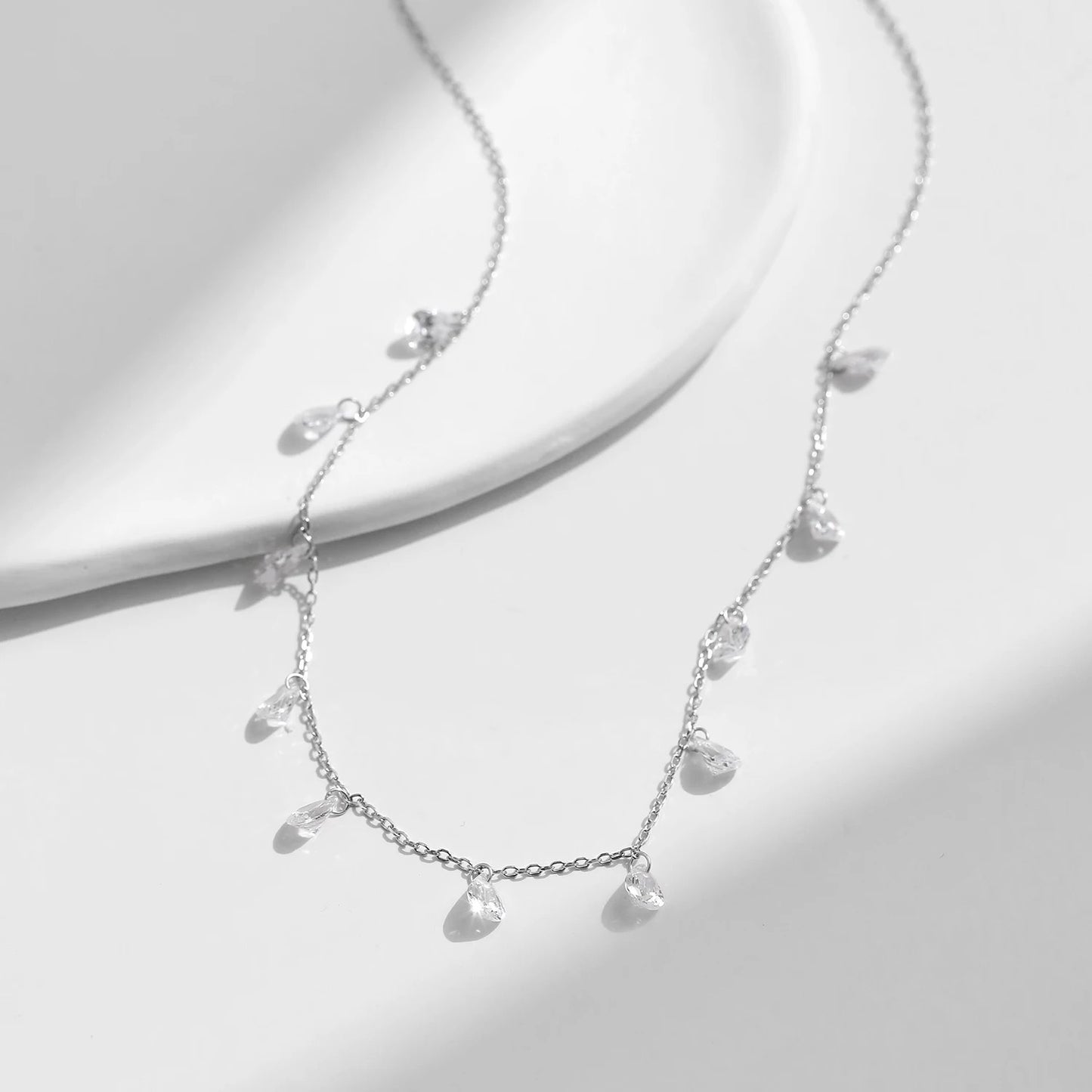 Sparkling Zircon Clavicle Necklace – 925 Sterling Silver