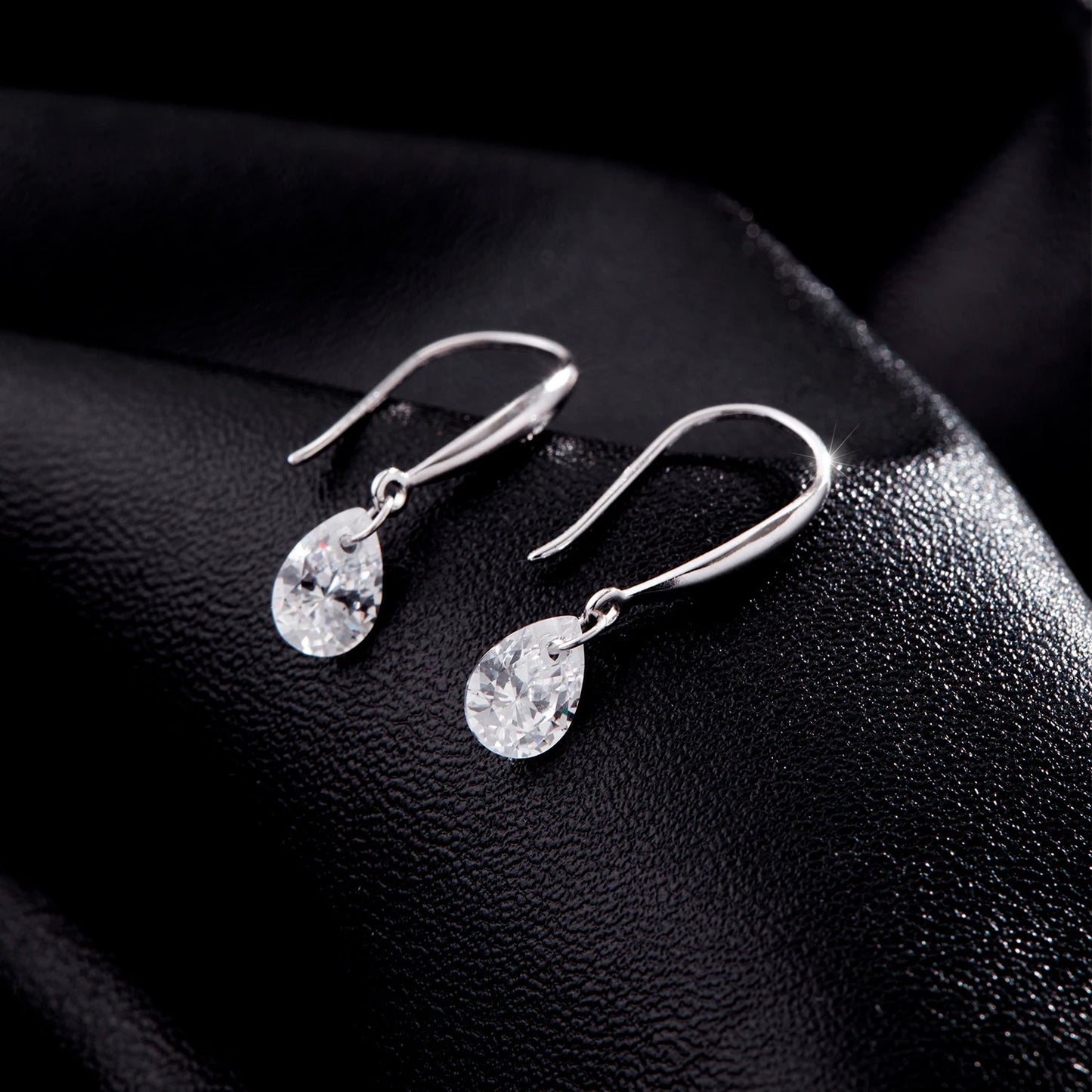 925 Sterling Silver CZ Water Drop Hook Earrings – Sparkling Sway Dangle Earrings for Women