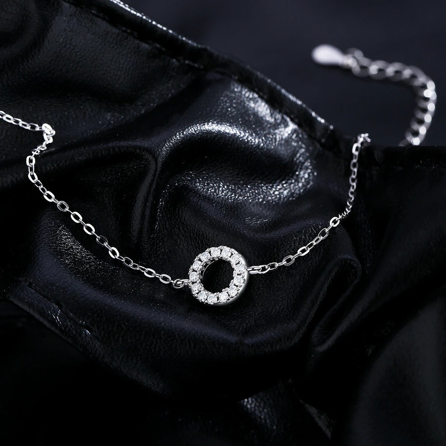 D Colour VVS1 Moissanite Bracelet – 925 Sterling Silver Hollow Round Link Chain Fine Jewellery