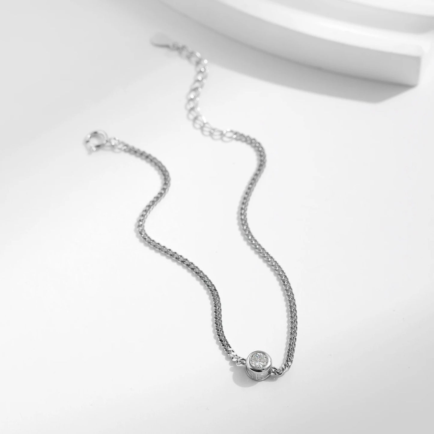 0.25CT Bezel Moissanite Bracelet – D Colour VVS1 | 925 Sterling Silver