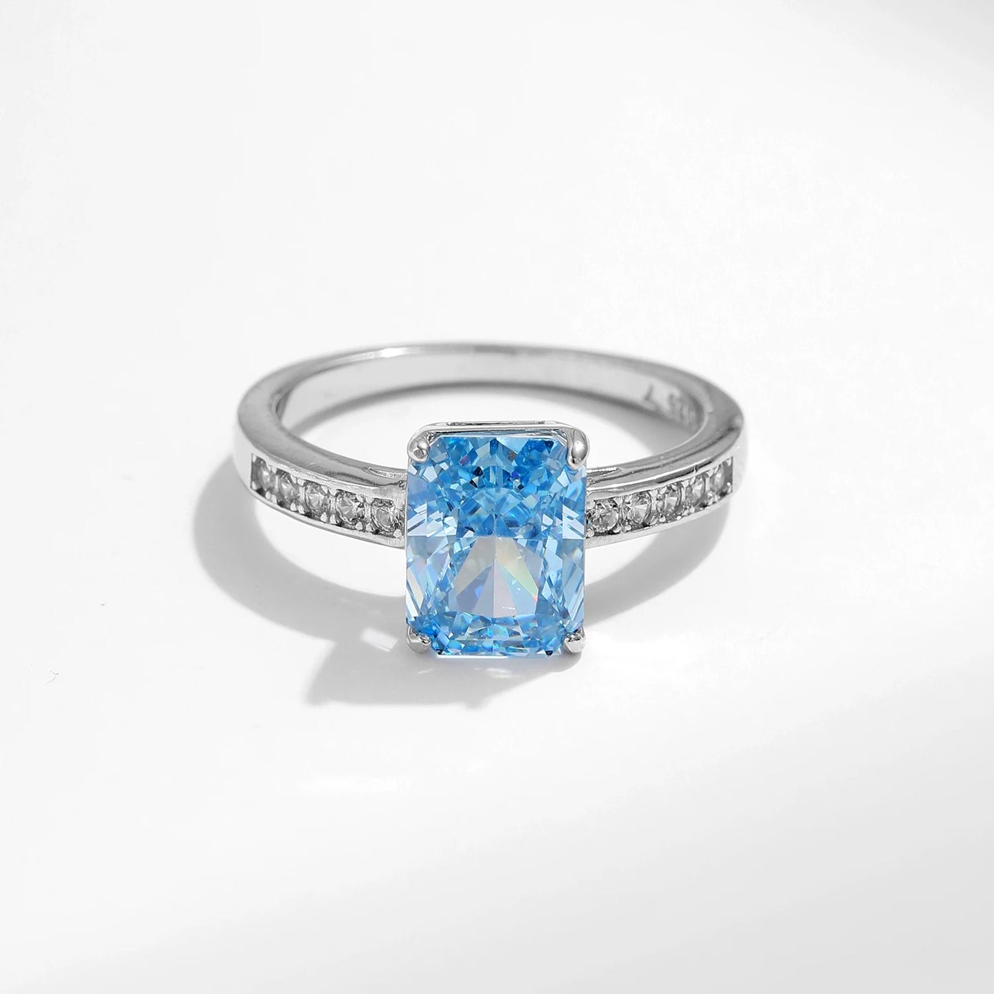 Crushed Ice Rectangle CZ Ring – 925 Sterling Silver Luxury Wedding Band
