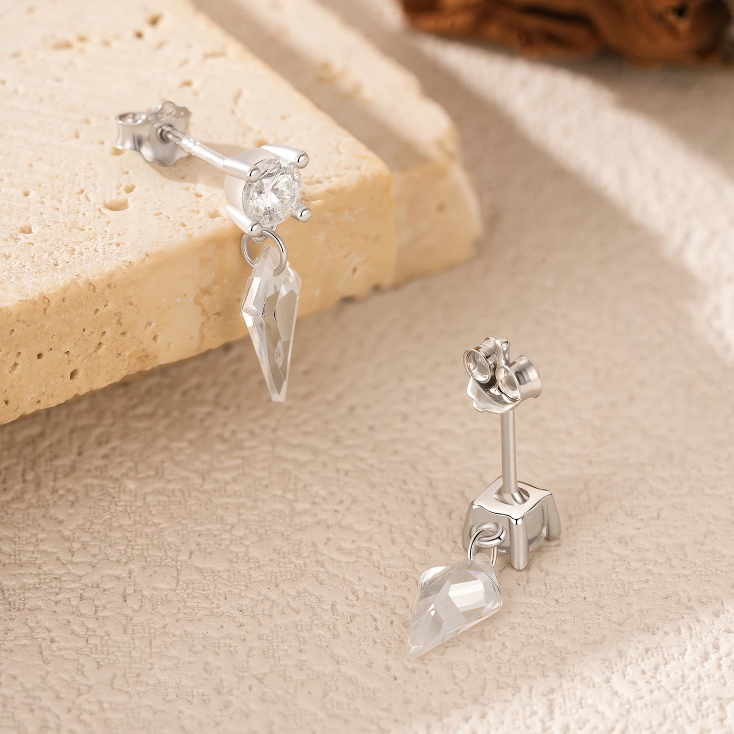 Kite Zirconia Stud Earrings – 925 Sterling Silver