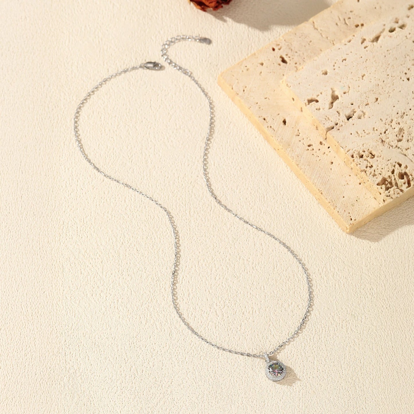 1CT Multicolor Moissanite Pendant Necklace – 925 Sterling Silver Luxury Necklace