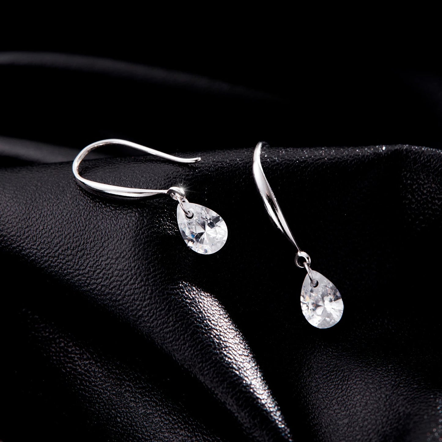 925 Sterling Silver CZ Water Drop Hook Earrings – Sparkling Sway Dangle Earrings for Women