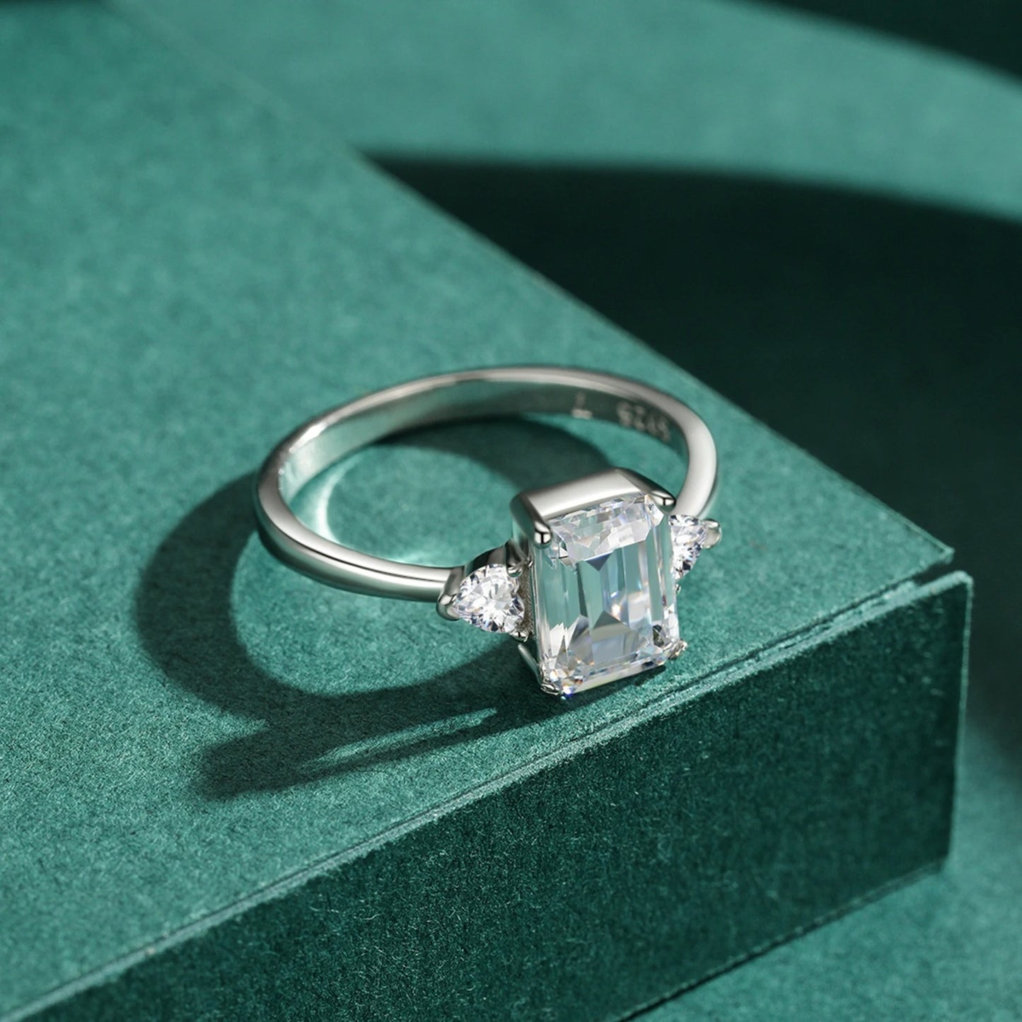 2CT Emerald Cut CZ Ring – 925 Sterling Silver Luxury Statement Ring