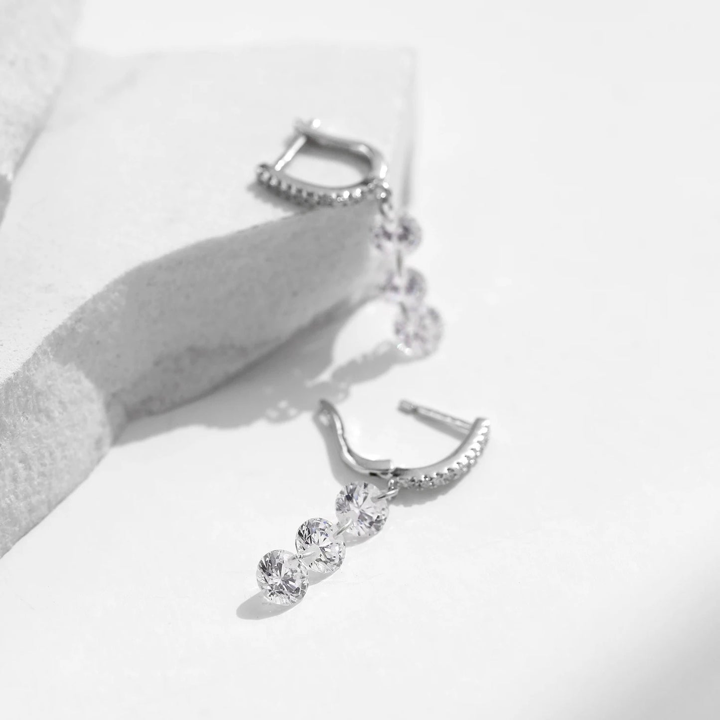 Clear CZ Drop Earrings – 925 Sterling Silver Dangle Earrings