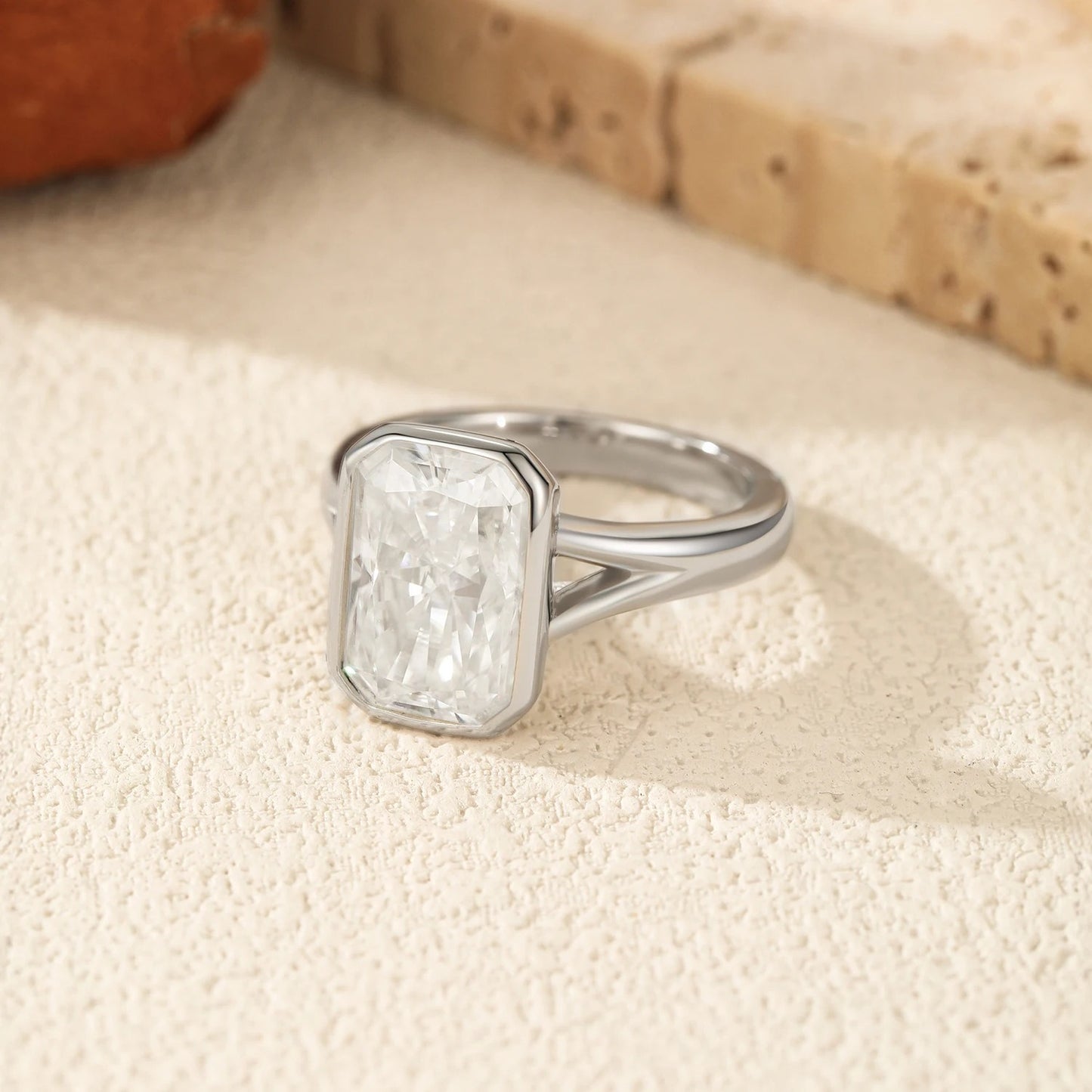 4.5CT Rectangle Moissanite Ring – D Colour VVS1 | 925 Sterling Silver Luxury Wedding Ring