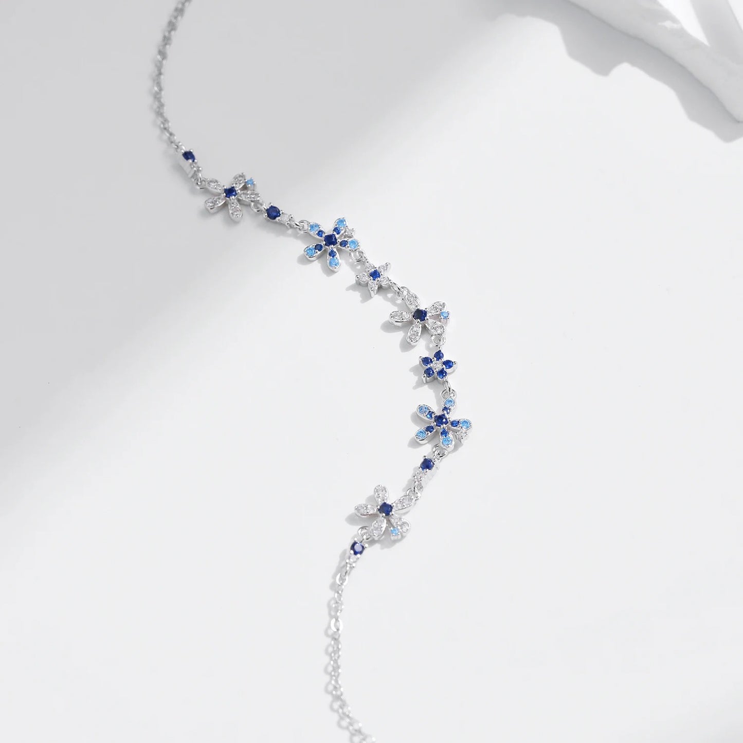 Floral CZ Bracelet – 925 Sterling Silver Chain Bracelet