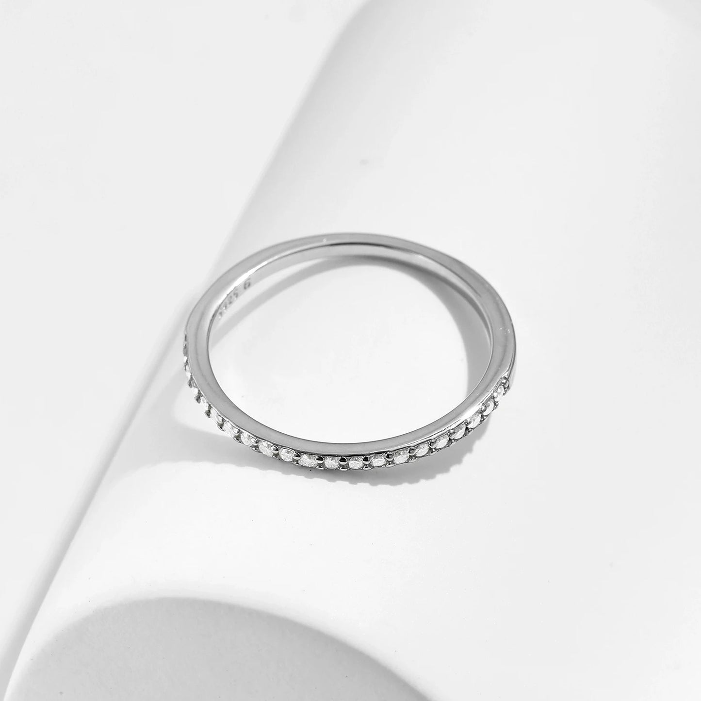 Thin Moissanite Eternity Ring – D Colour VVS1 | 925 Sterling Silver