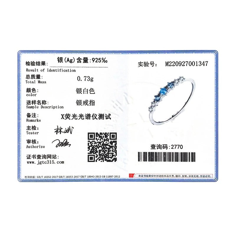 Blue Zirconia Stackable Ring – 925 Sterling Silver Thin Band