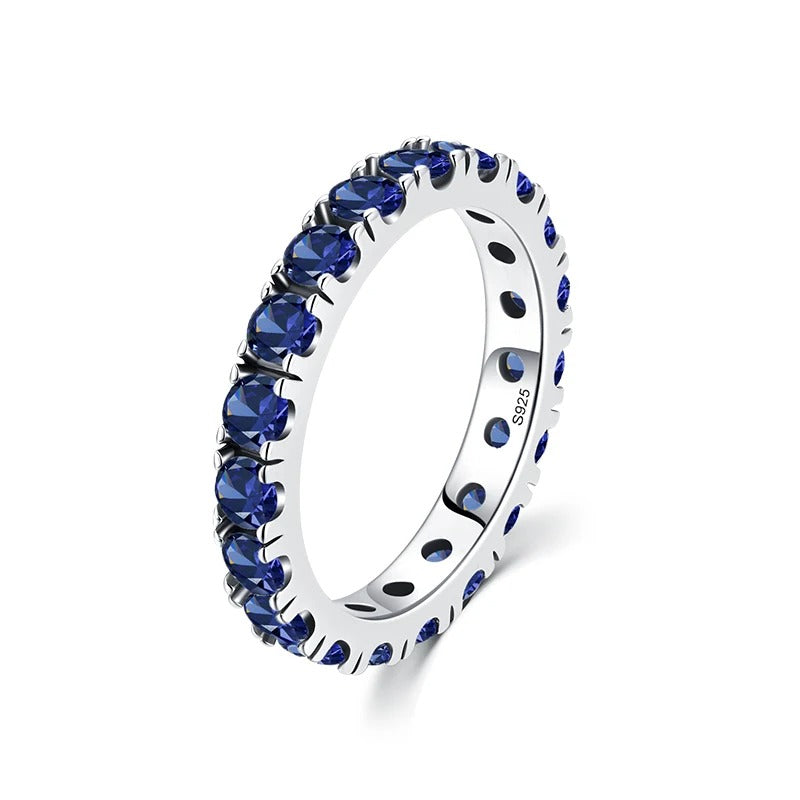 Blue CZ Statement Ring – 925 Sterling Silver Luxury Stackable Ring