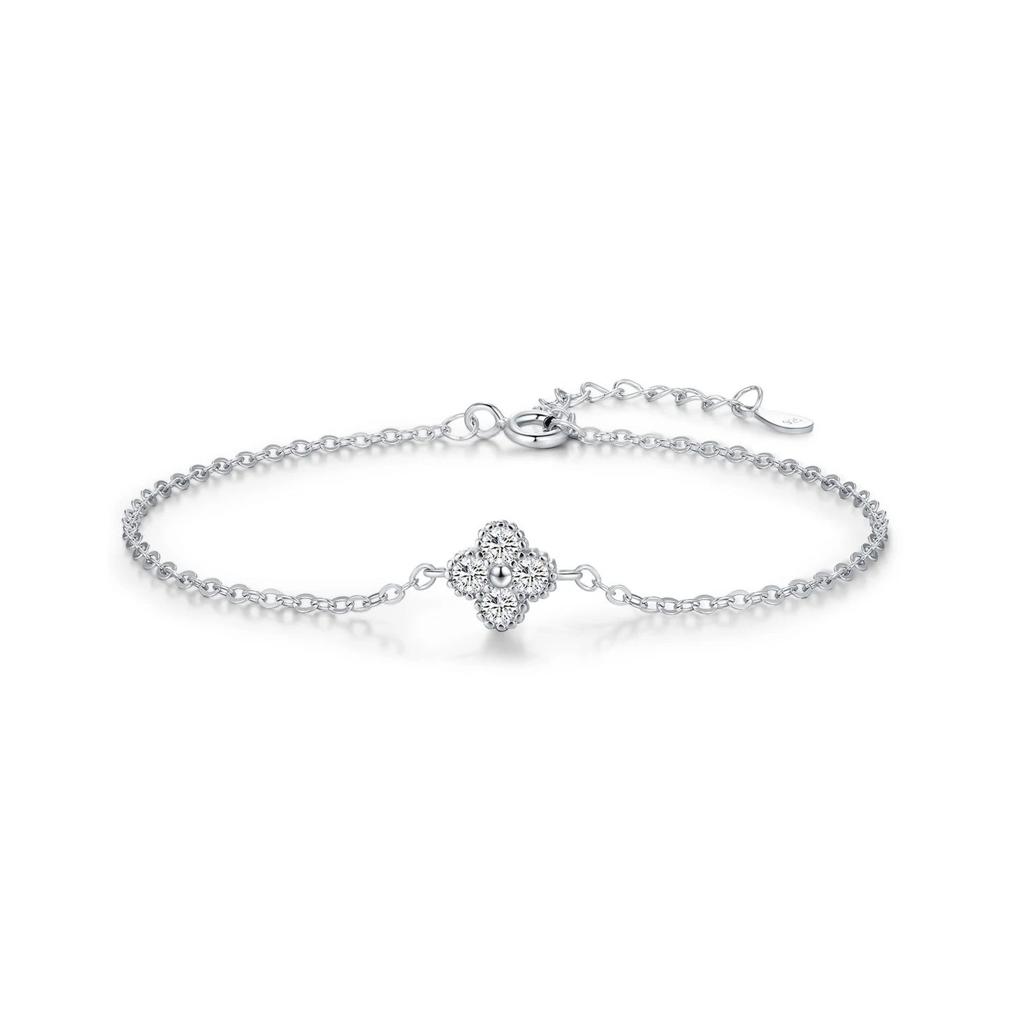 Four Leaf Clover CZ Bracelet – 925 Sterling Silver