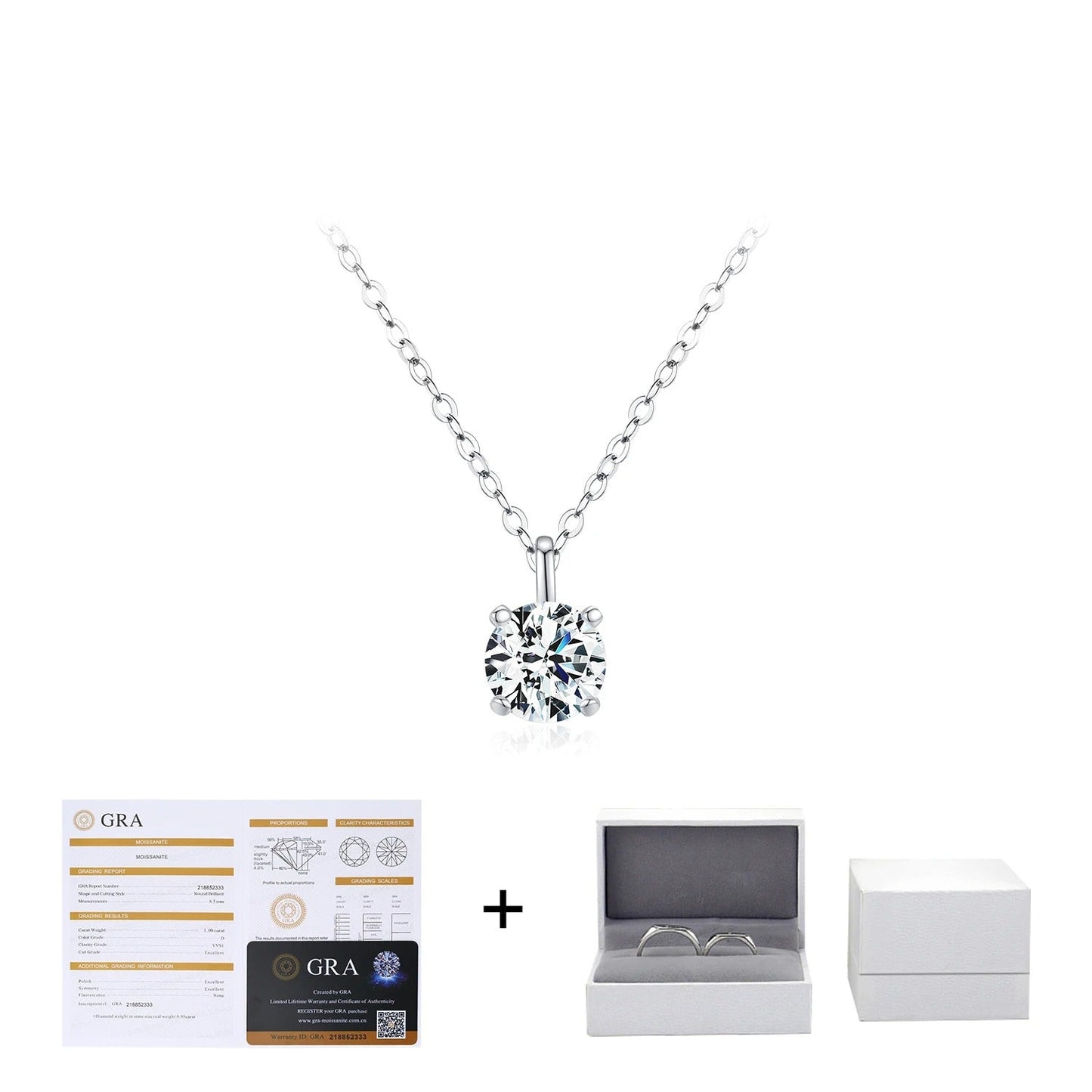1CT Moissanite Pendant Necklace – D Colour VVS1 | 925 Sterling Silver