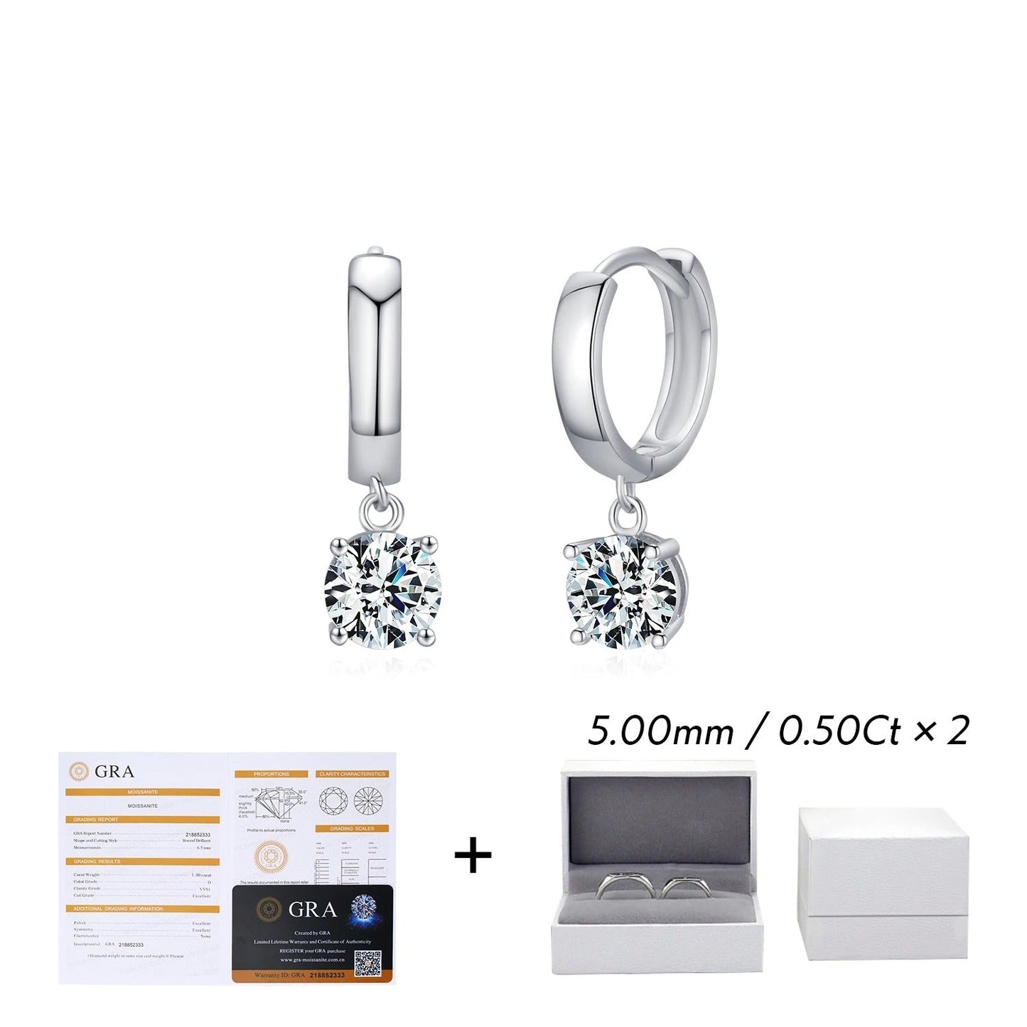 Moissanite Hoop Earrings – D Colour VVS1 | 925 Sterling Silver