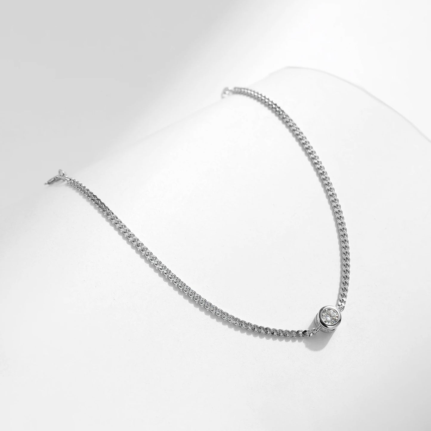 0.25CT Bezel Moissanite Bracelet – D Colour VVS1 | 925 Sterling Silver