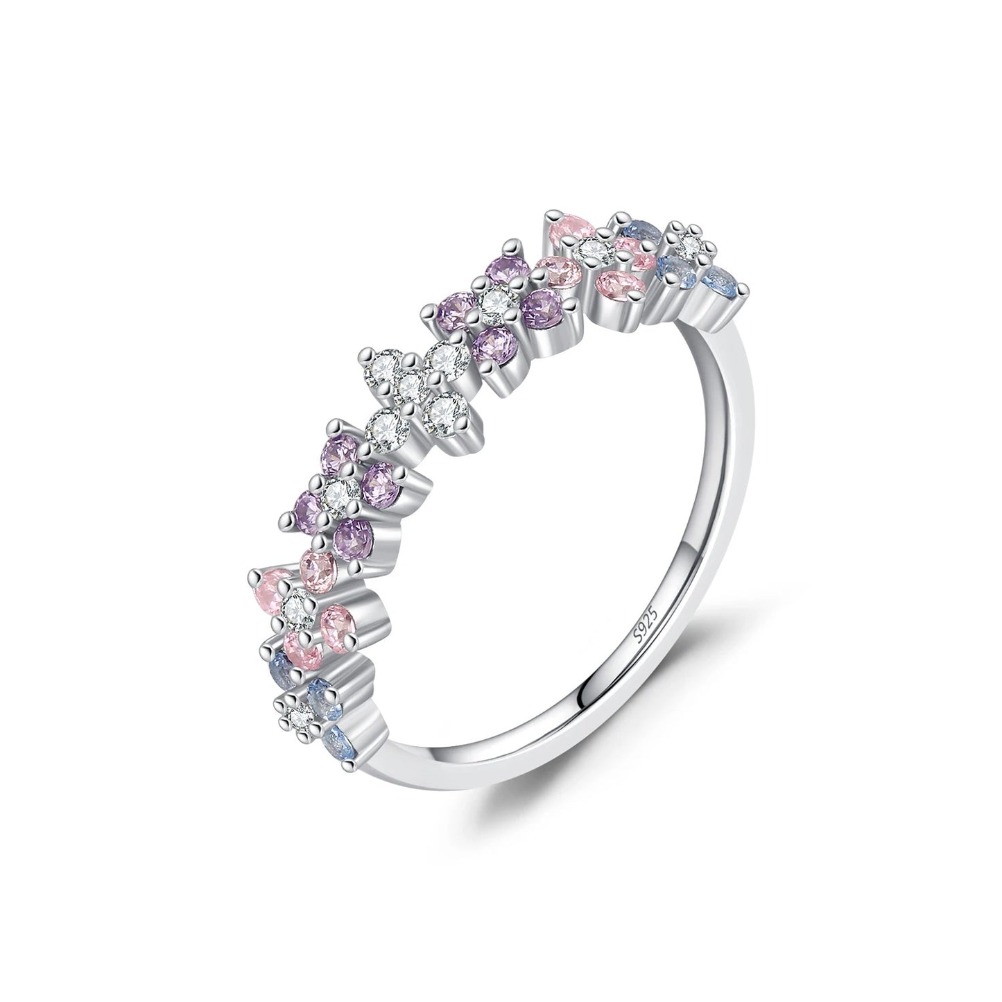 Lucky Four-Leaf Clover Eternity Ring – 925 Sterling Silver CZ Band