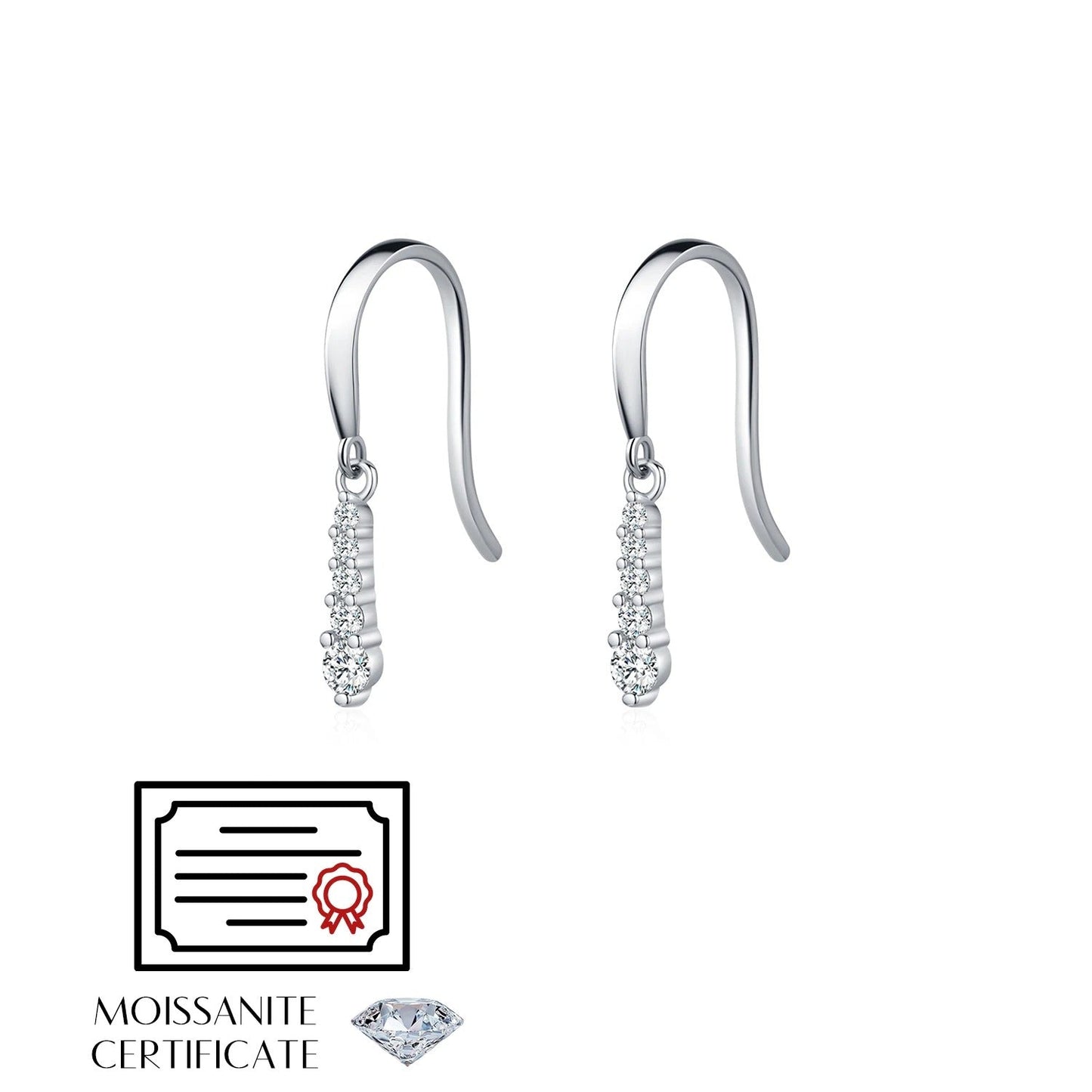 D Colour Moissanite Water Drop Earrings – 925 Sterling Silver Dangle Earrings