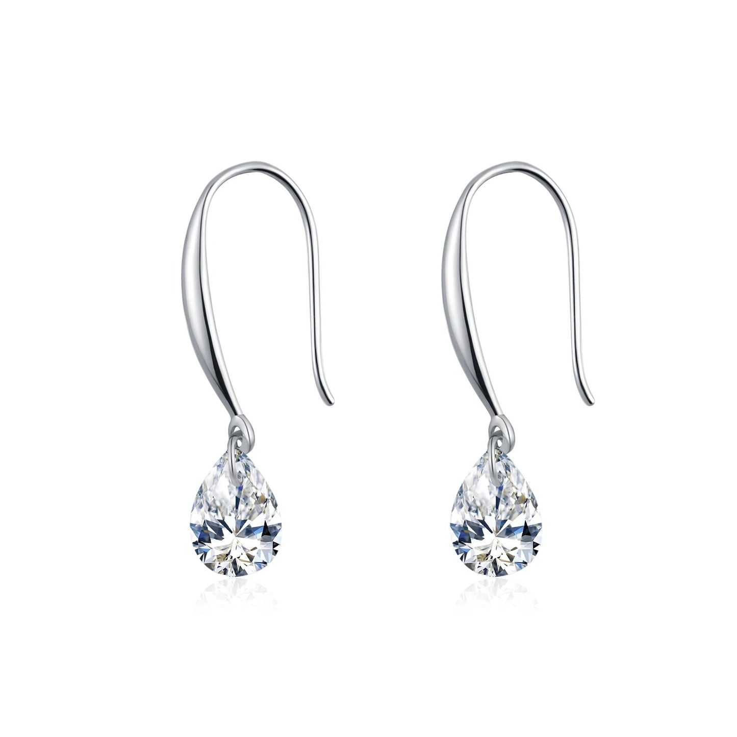 925 Sterling Silver CZ Water Drop Hook Earrings – Sparkling Sway Dangle Earrings for Women