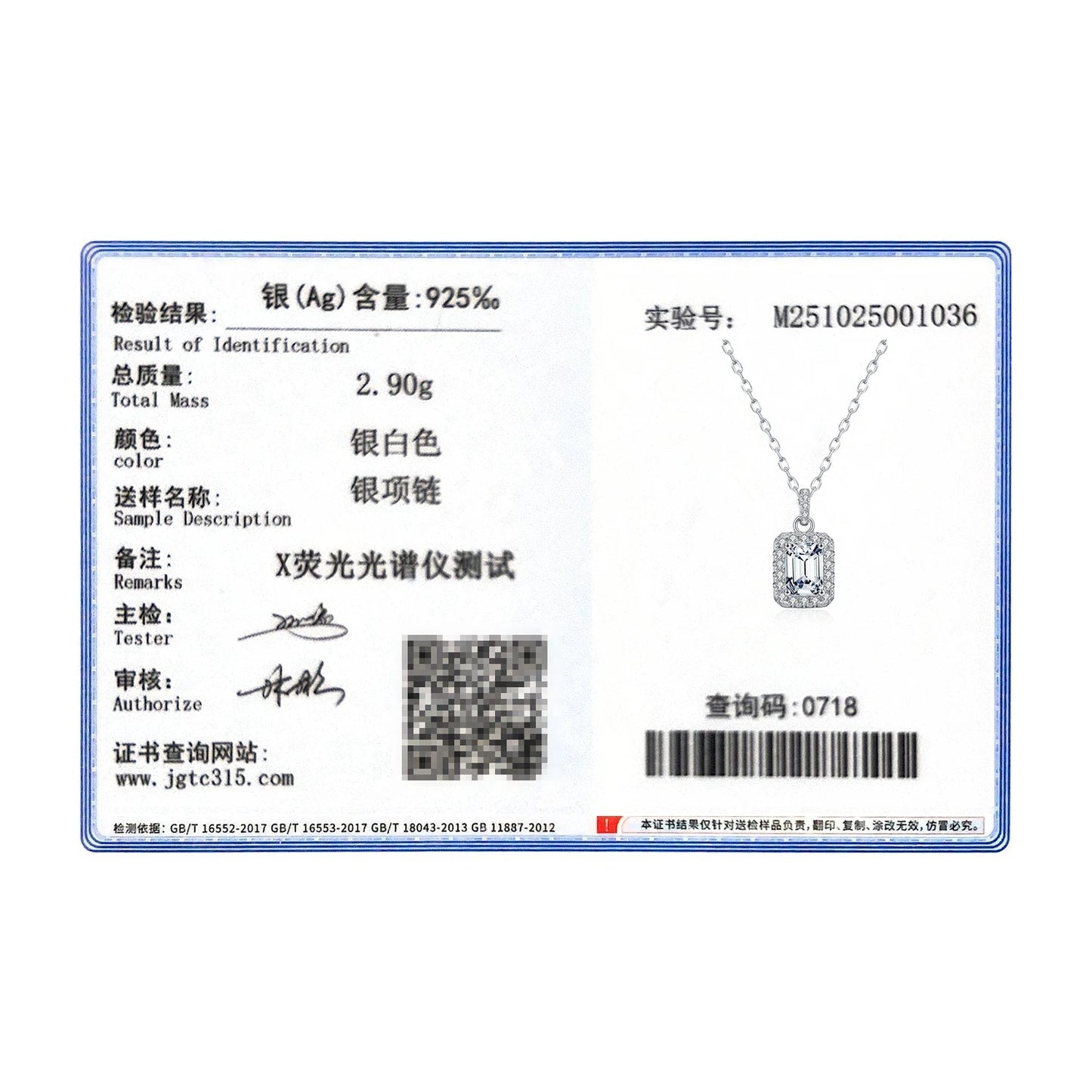 1CT Emerald Cut Moissanite Halo Necklace – D Colour VVS1 | 925 Sterling Silver