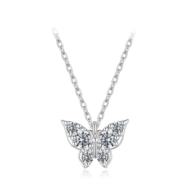 Moissanite Butterfly Necklace – D Colour VVS1 | 925 Sterling Silver Luxury Pendant Necklace