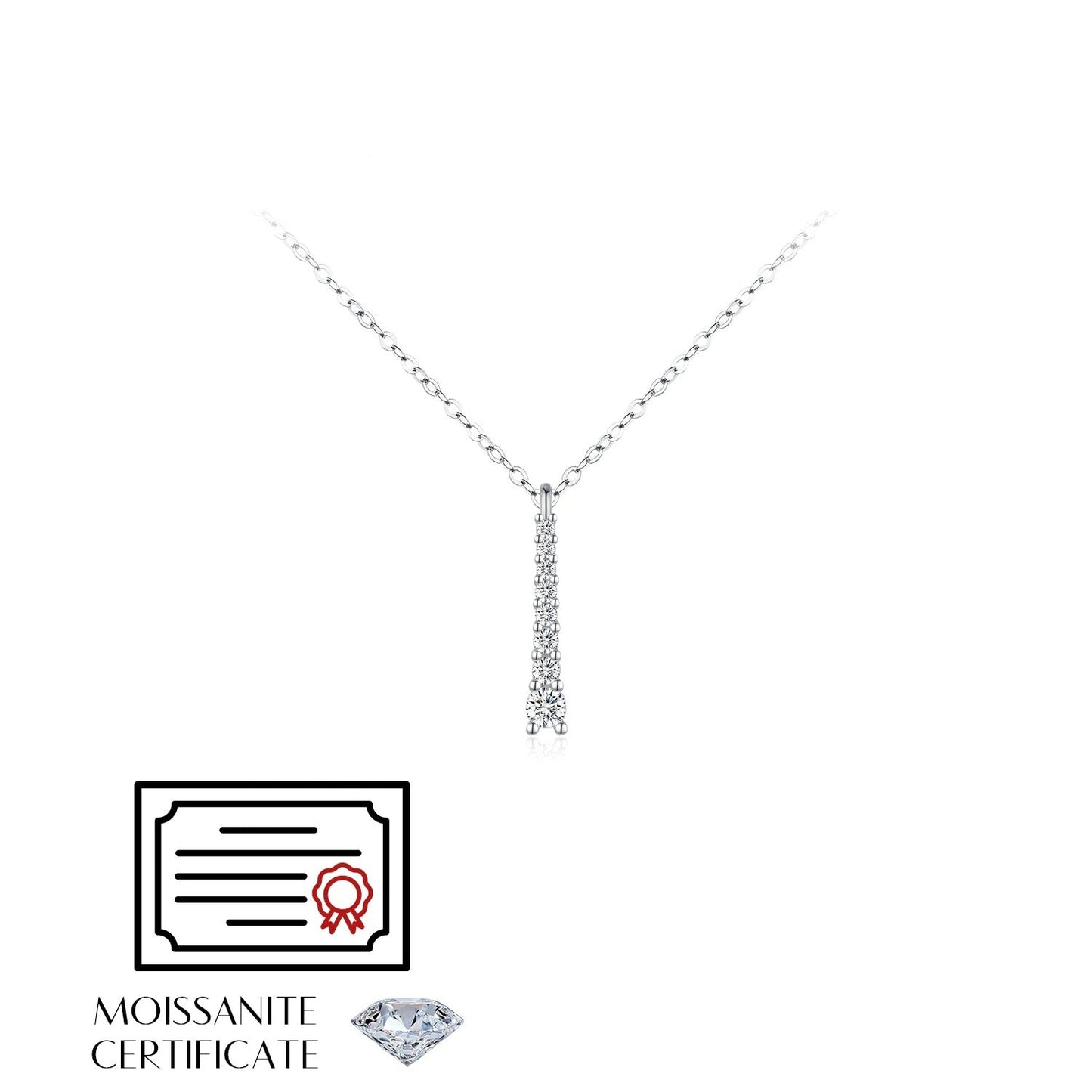 Minimalist Moissanite Necklace – 925 Sterling Silver D Colour Pendant Necklace