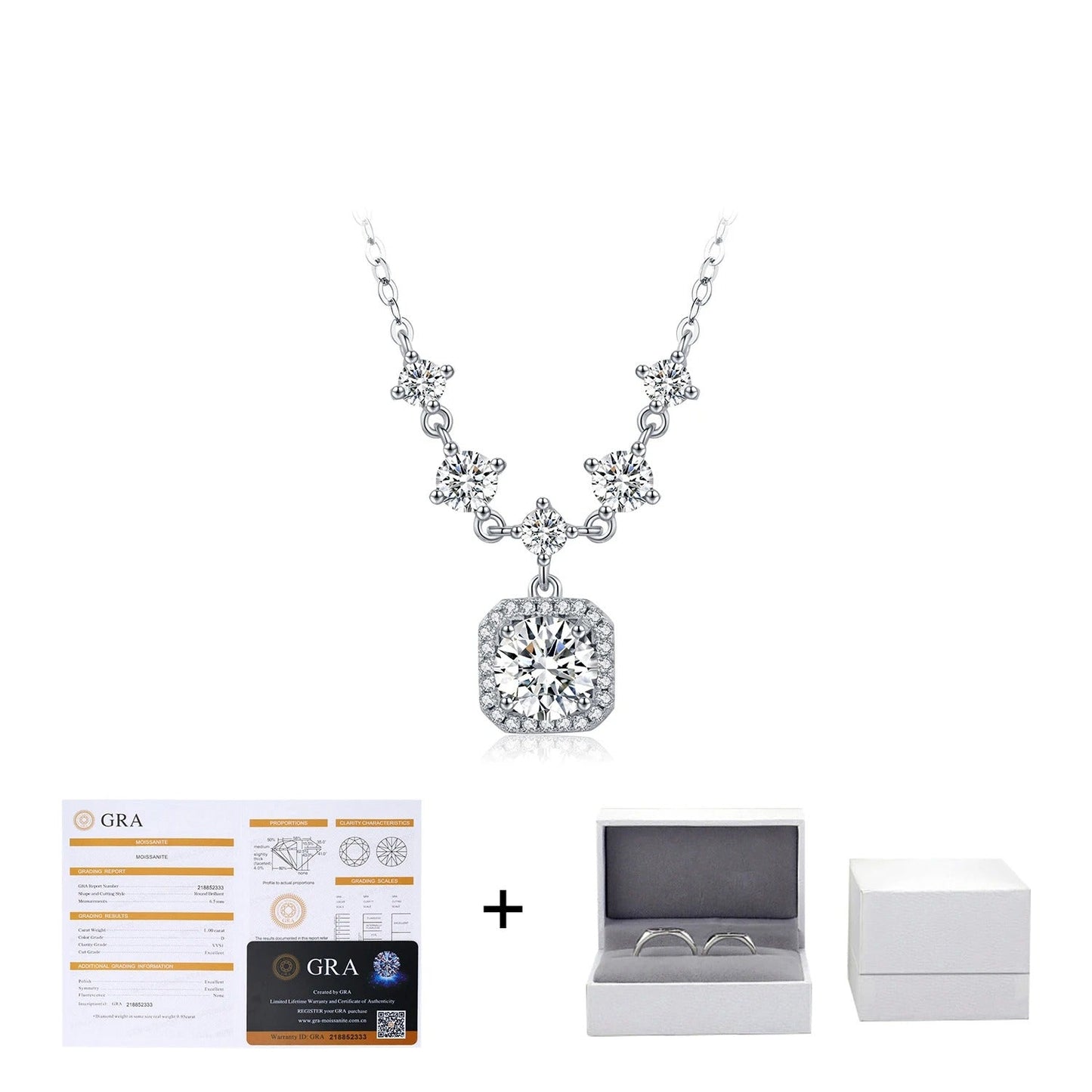1CT Halo Moissanite Pendant Necklace – D Colour VVS1 | 925 Sterling Silver