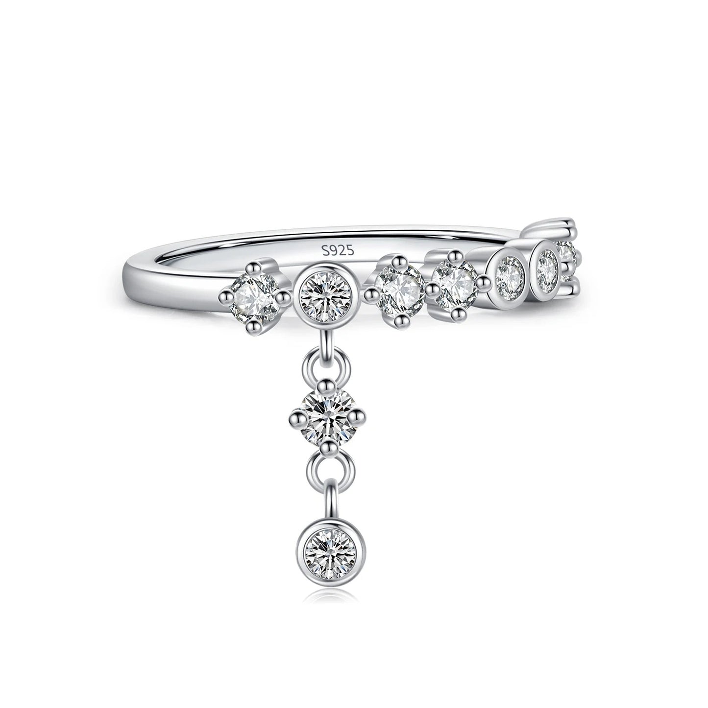 Round Zirconia Ring – 925 Sterling Silver Sparkling Zircon Charm Ring